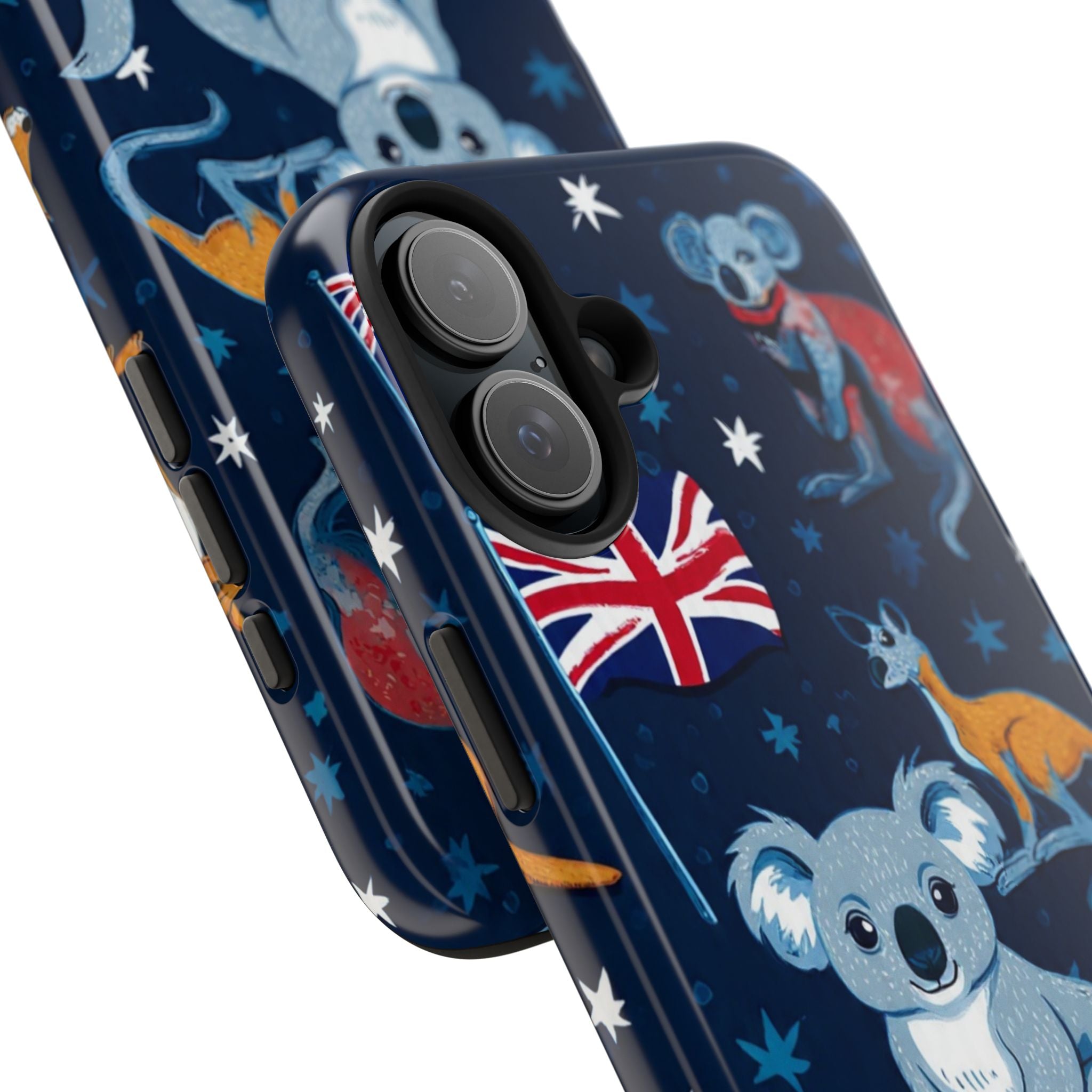 Australian Wildlife Tough Phone Case — Koala & Kangaroo Flag Design