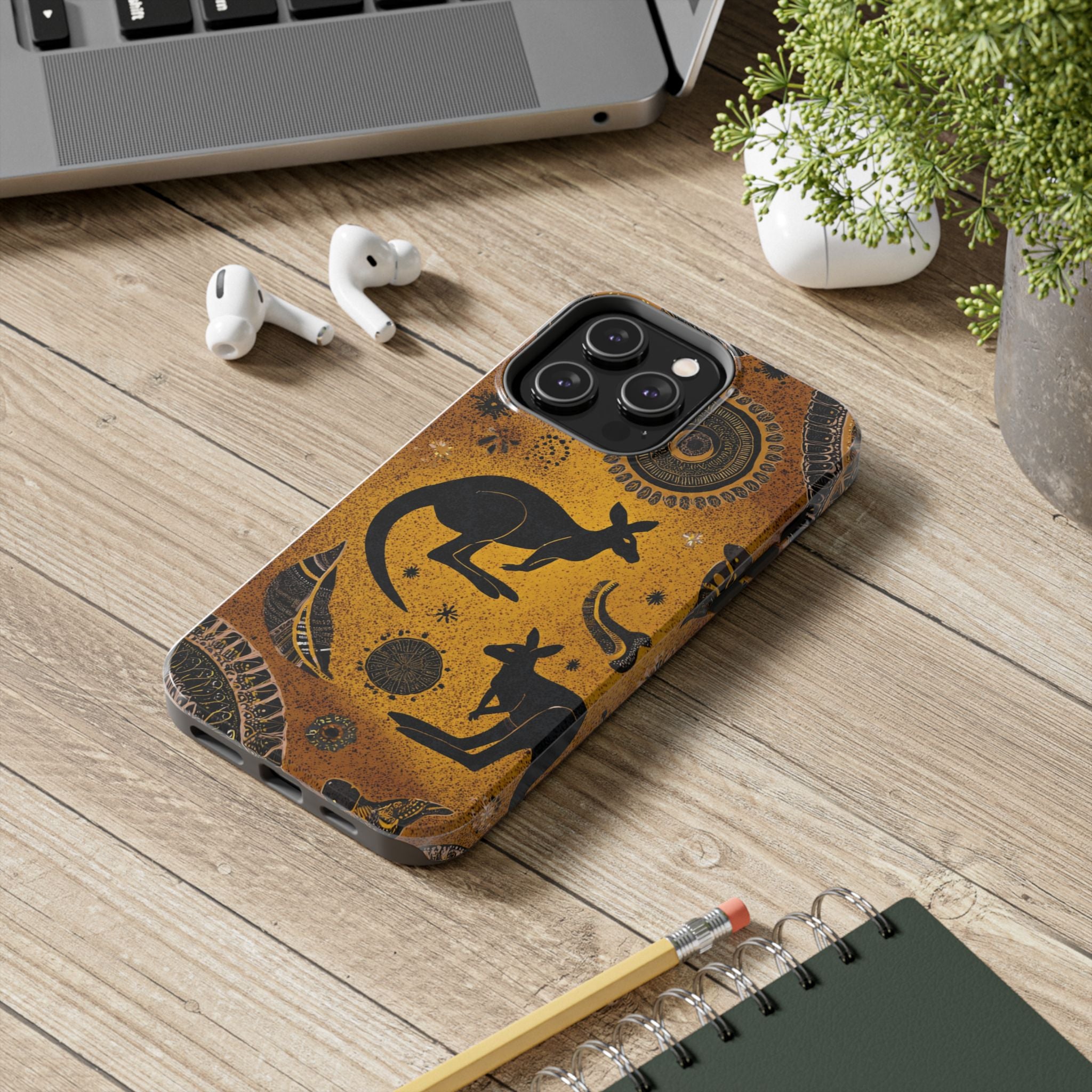 Kangaroo Boho Tough Phone Case — Australian Wildlife Protective Cover