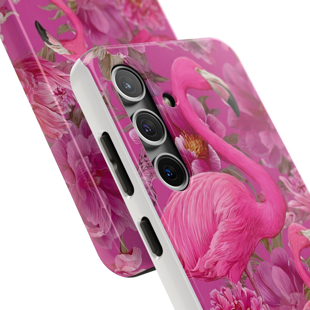 Pink Flamingo Floral Tough Phone Case — Protective iPhone Cover