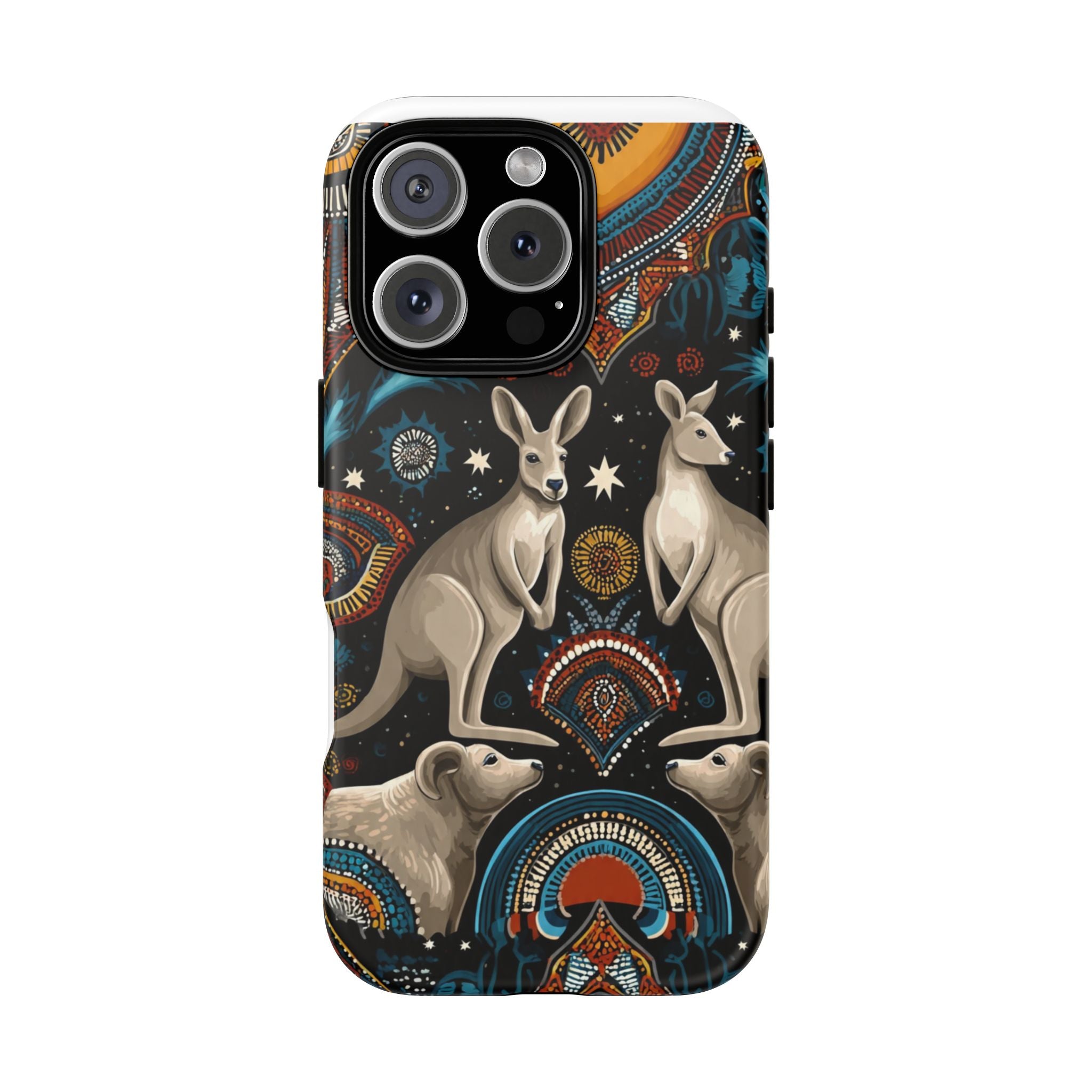 Kangaroo & Boomerang Tough Phone Case — Australian Wildlife Pattern