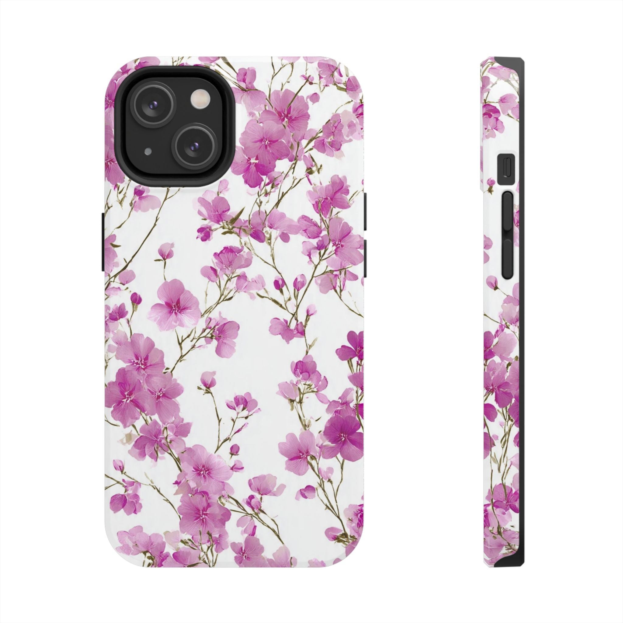 Floral Pink Blossoms Tough Phone Case — Durable Protective Phone Cover with Watercolor Cherry Blossom Design