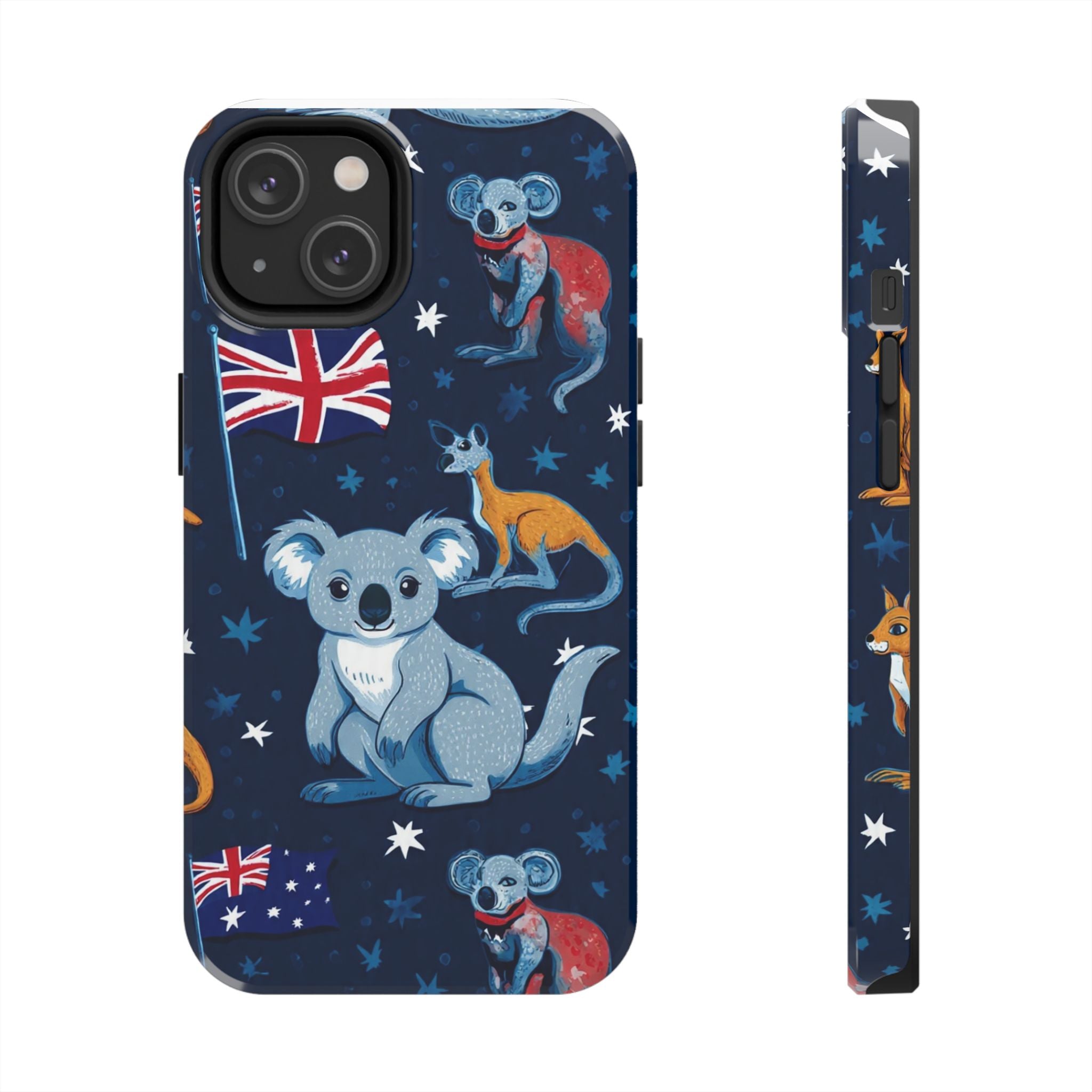 Australian Wildlife Tough Phone Case — Koala & Kangaroo Flag Design