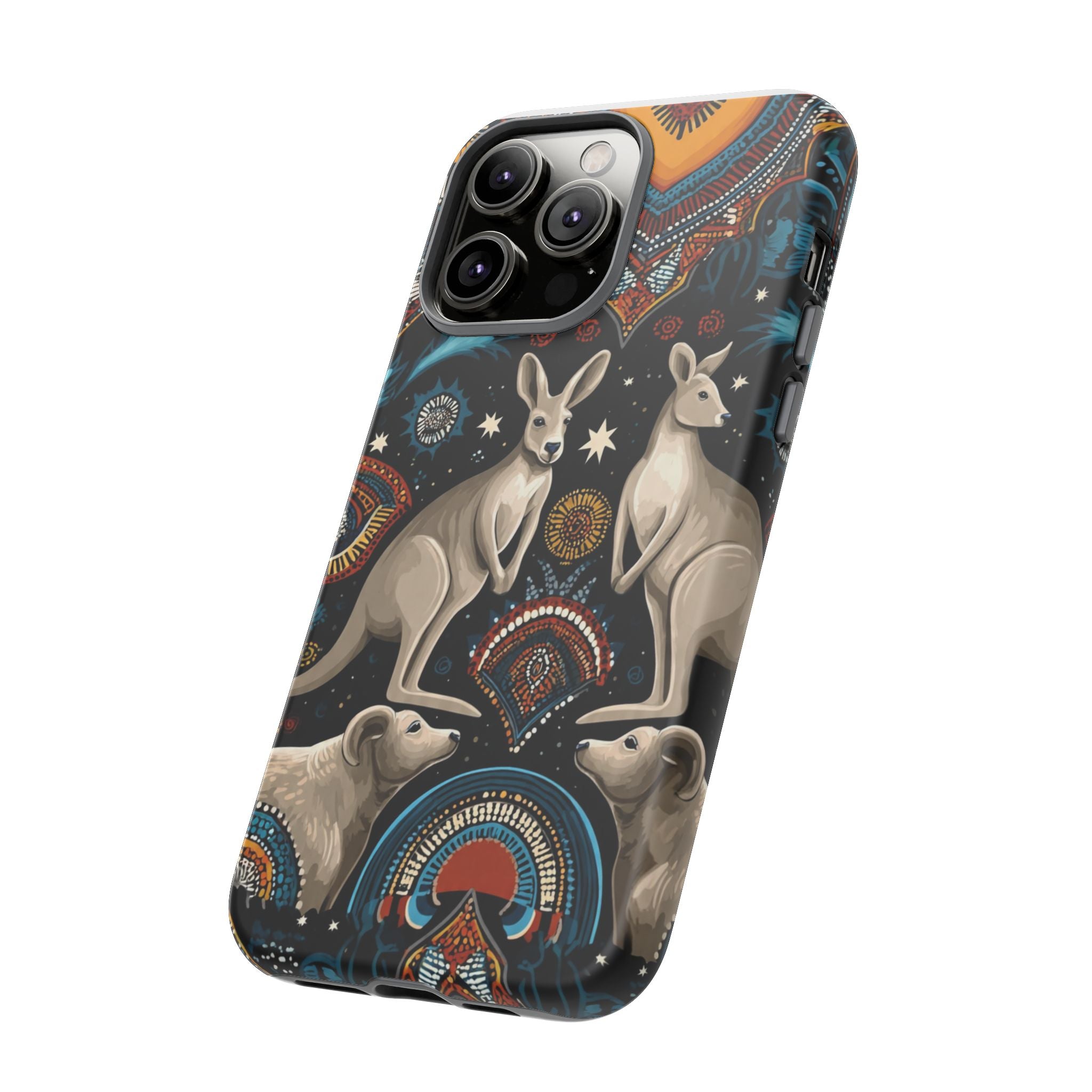 Kangaroo & Boomerang Tough Phone Case — Australian Wildlife Pattern