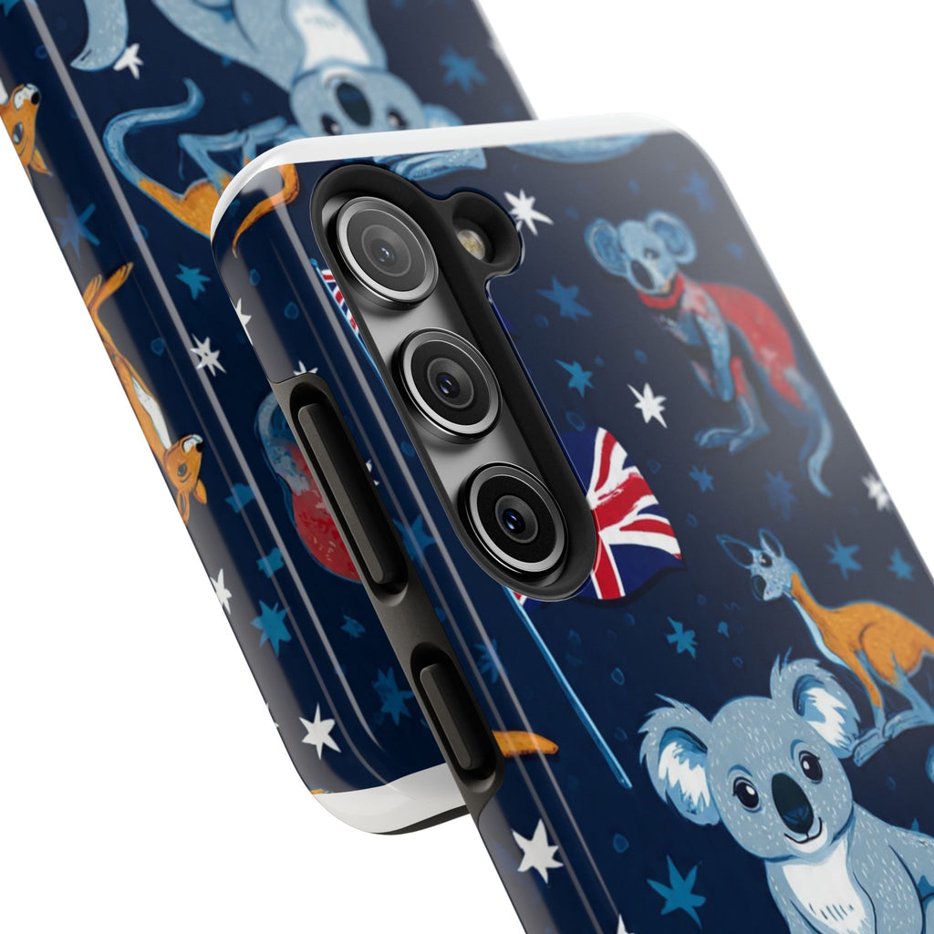 Australian Wildlife Tough Phone Case — Koala & Kangaroo Flag Design
