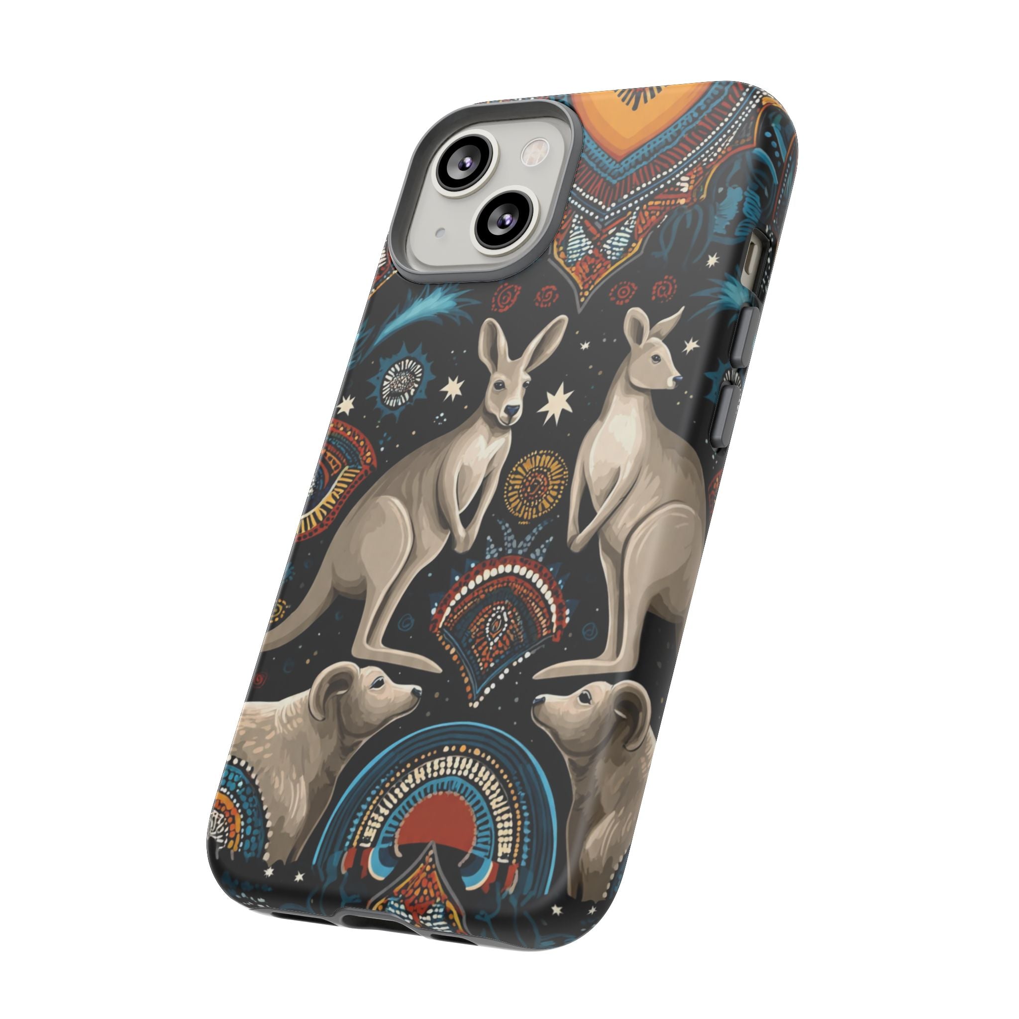 Kangaroo & Boomerang Tough Phone Case — Australian Wildlife Pattern