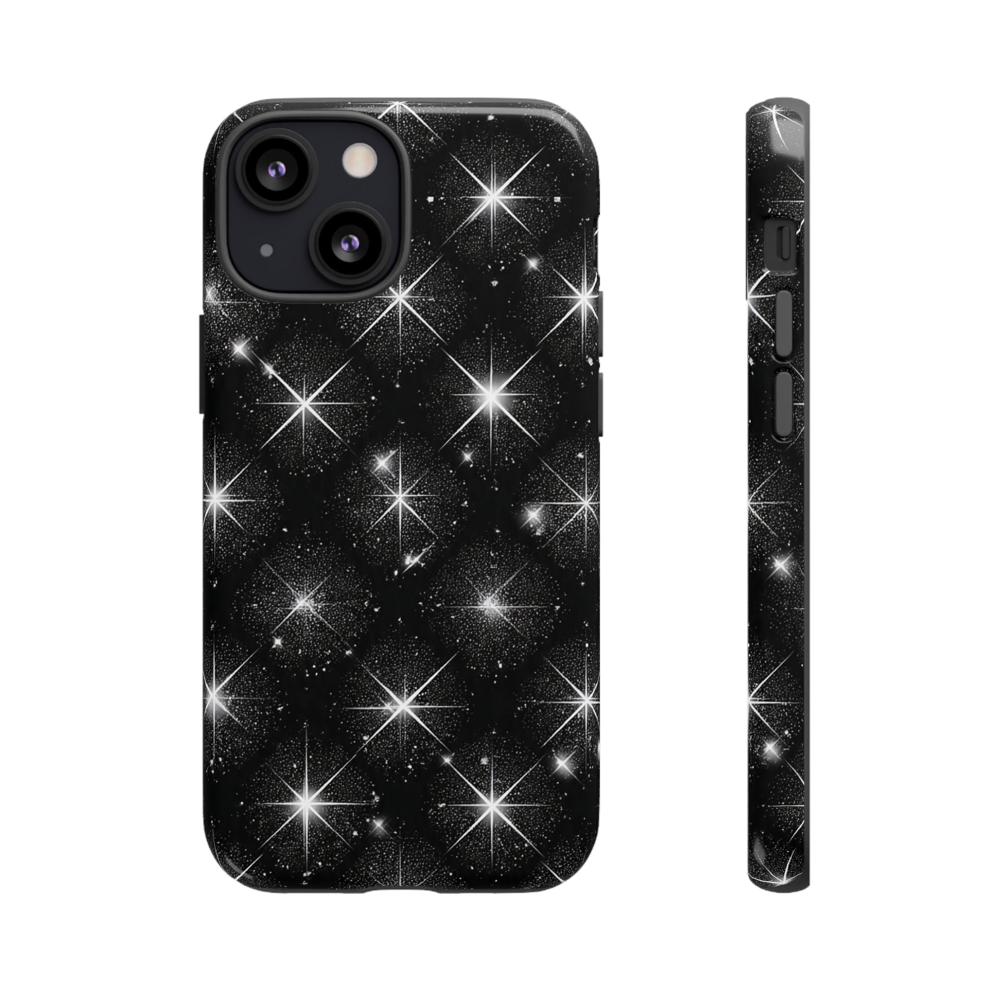 Galaxy Sparkle Tough Phone Case — Black Starfield Protective Cover