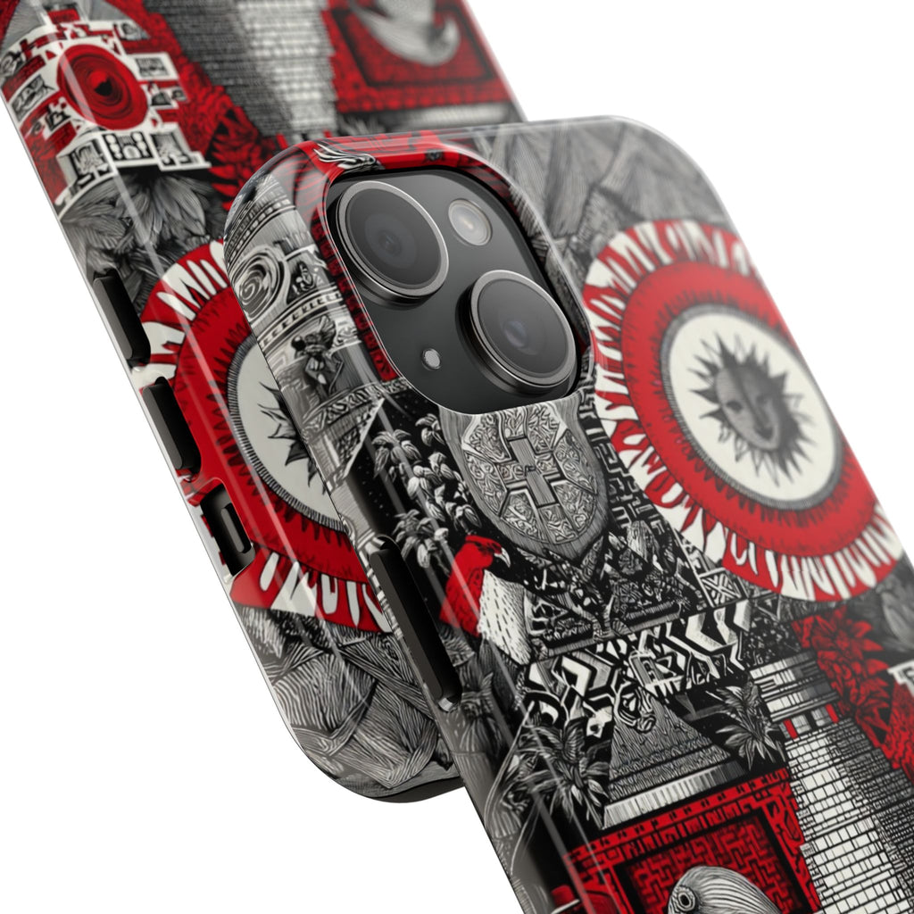 Tough Phone Case — Red Inca Pyramid Collage (Sun & Raven)