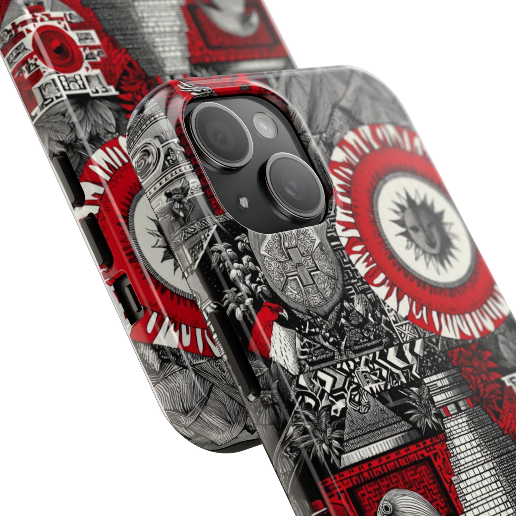 Tough Phone Case — Red Inca Pyramid Collage (Sun & Raven)