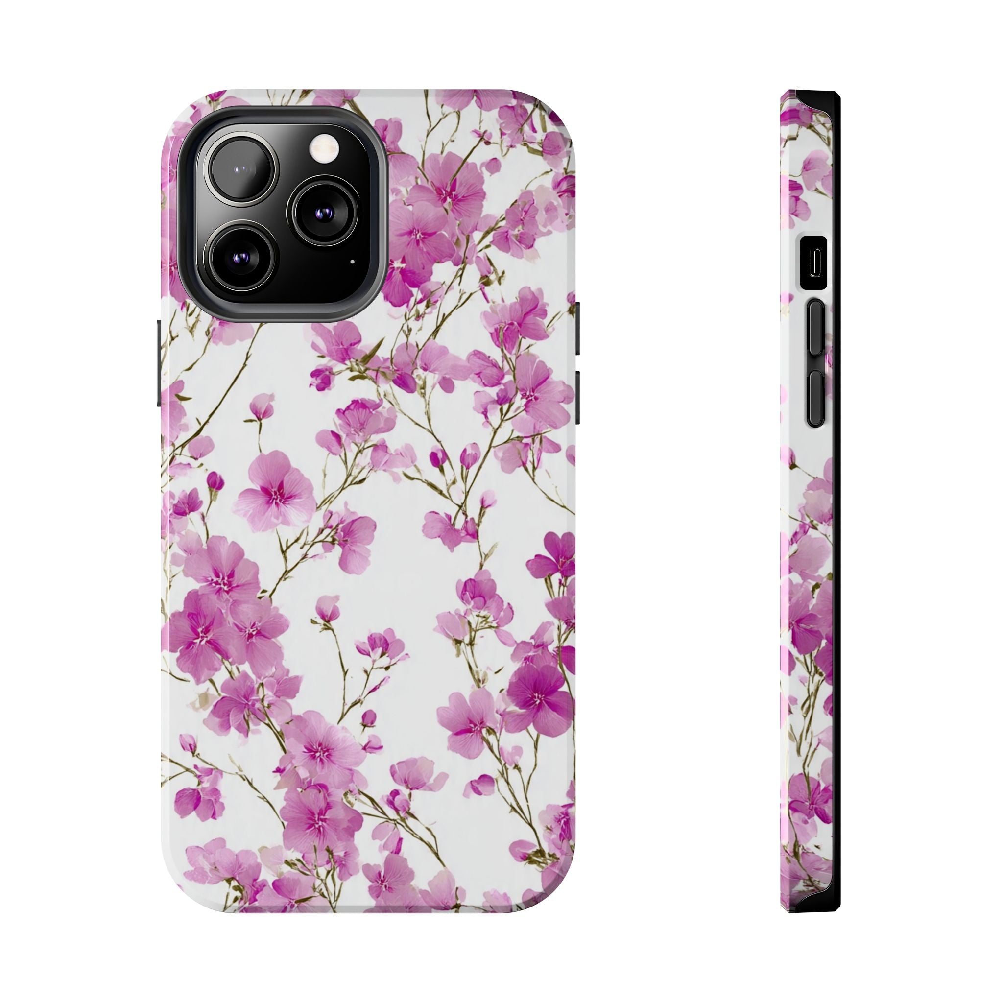 Floral Pink Blossoms Tough Phone Case — Durable Protective Phone Cover with Watercolor Cherry Blossom Design
