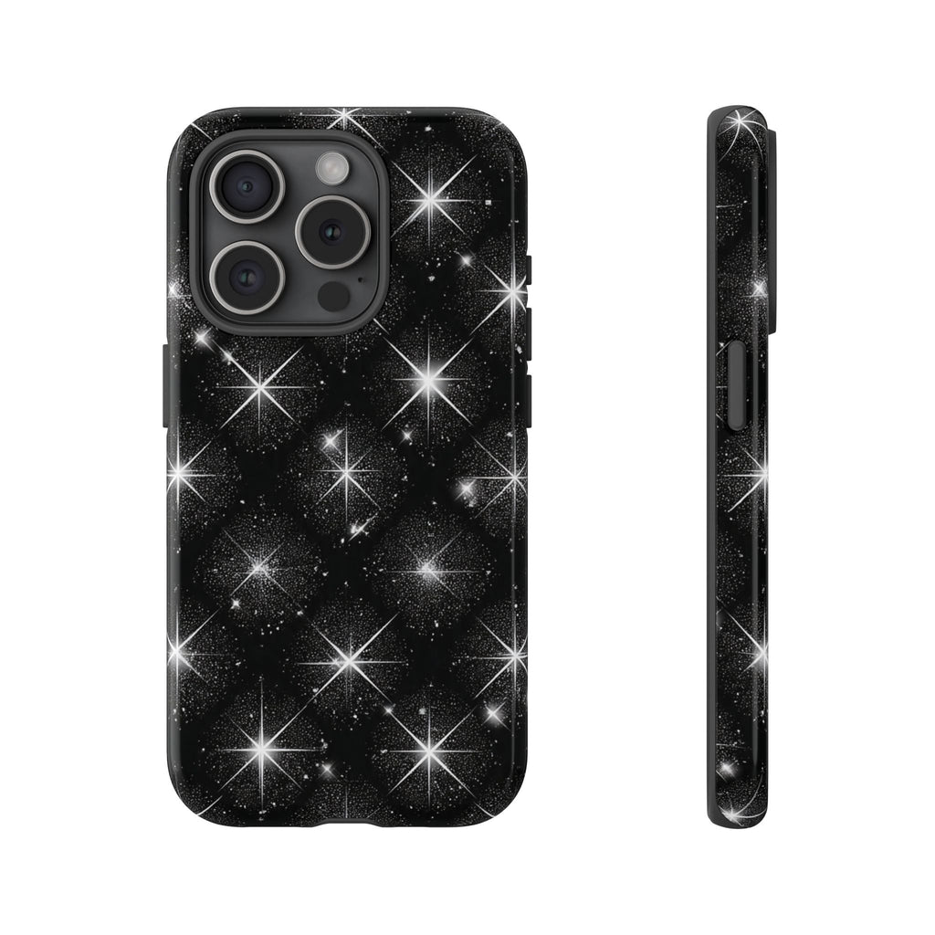 Galaxy Sparkle Tough Phone Case — Black Starfield Protective Cover