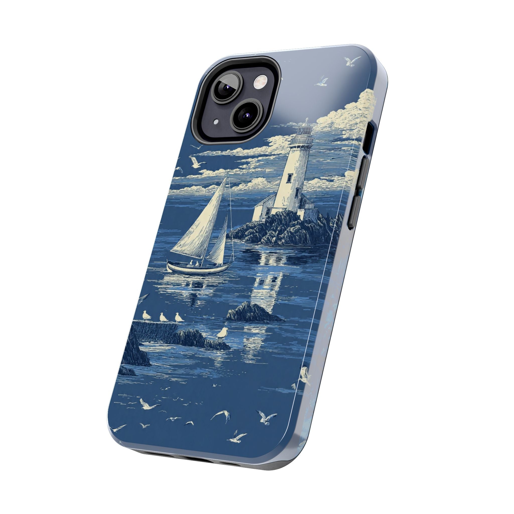 Swan Lake Tough Phone Case — Blue Vintage Swan Design, Durable Protective Cover