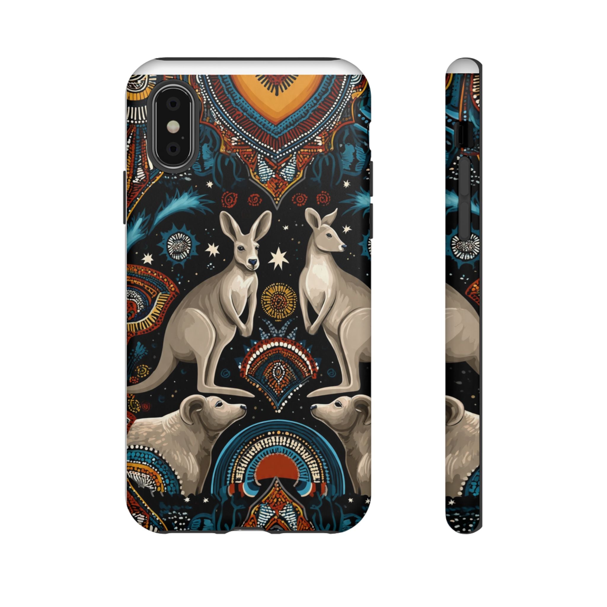 Kangaroo & Boomerang Tough Phone Case — Australian Wildlife Pattern
