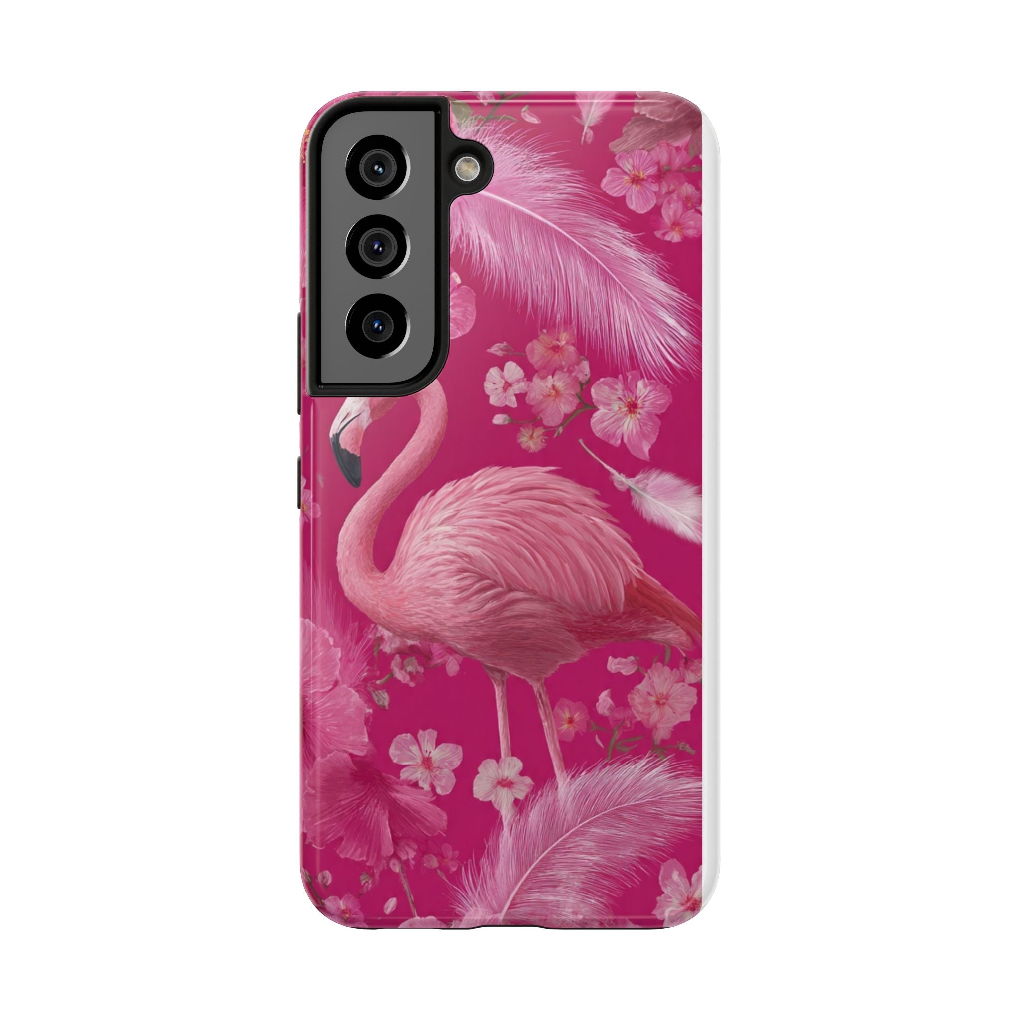 Flamingo Floral Tough Phone Case — Pink Tropical Feather Design