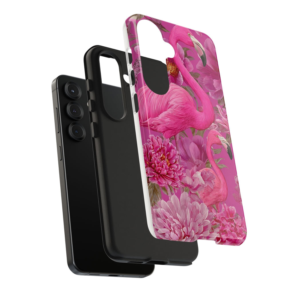 Pink Flamingo Floral Tough Phone Case — Protective iPhone Cover