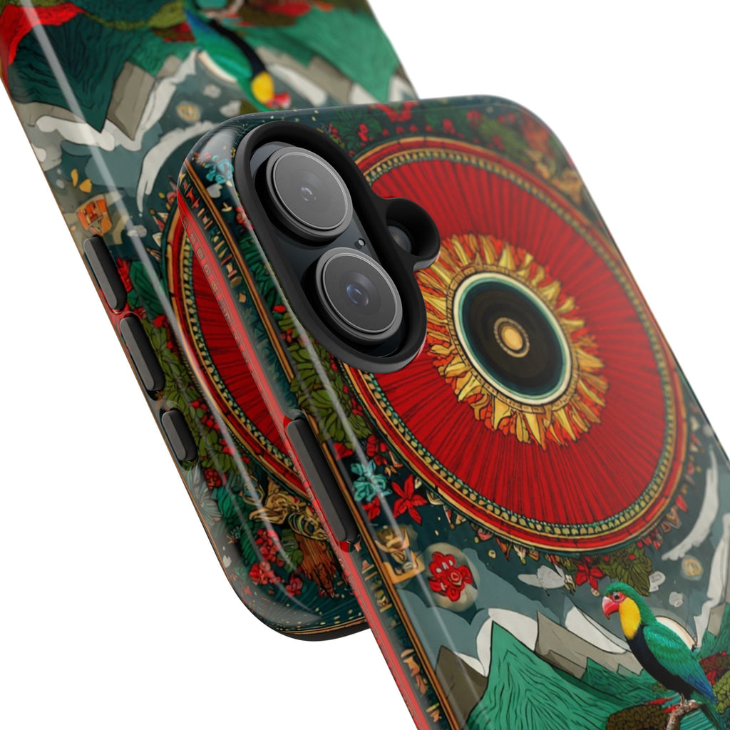 Tough Phone Case — Vibrant Tropical Mountain Bird Design