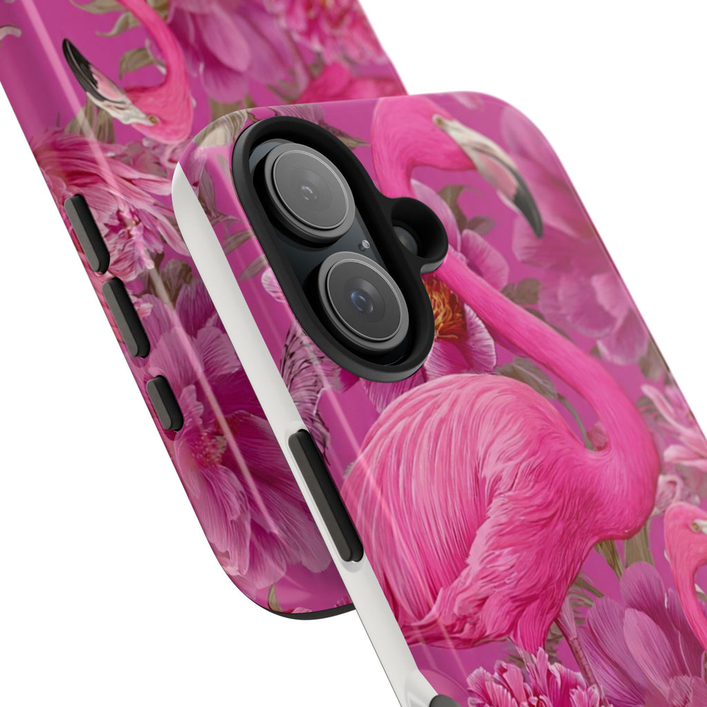 Pink Flamingo Floral Tough Phone Case — Protective iPhone Cover