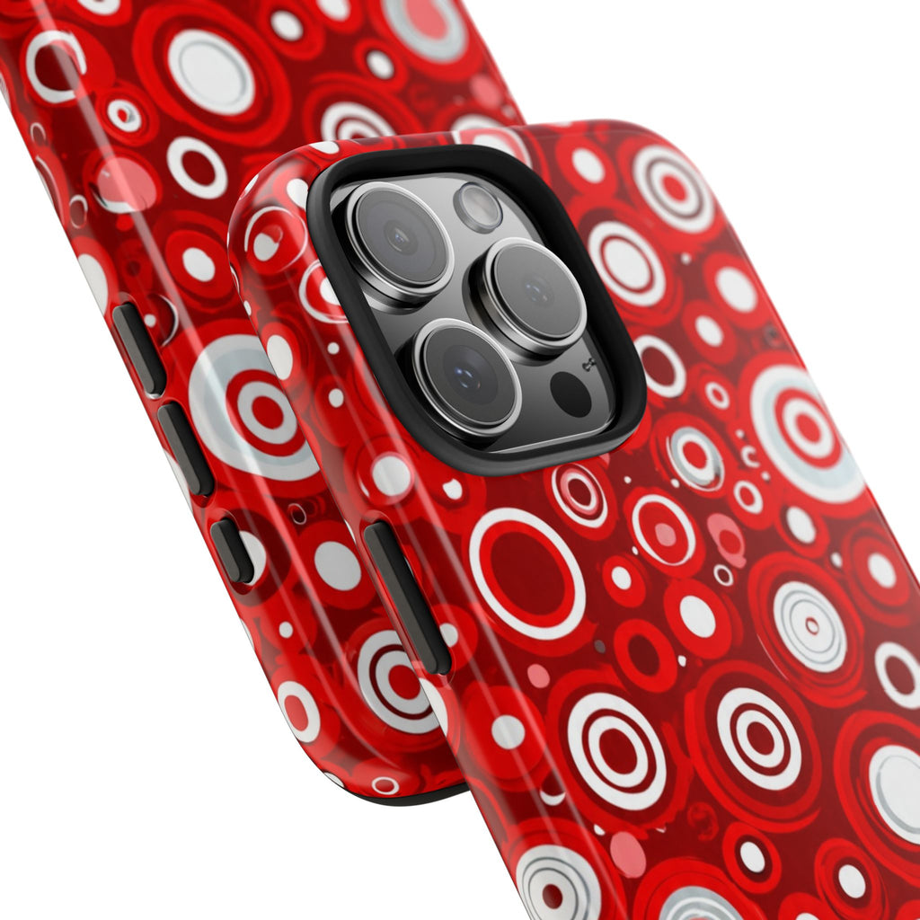 Red Retro Circles Tough Phone Case — Durable Shockproof Protective Cover