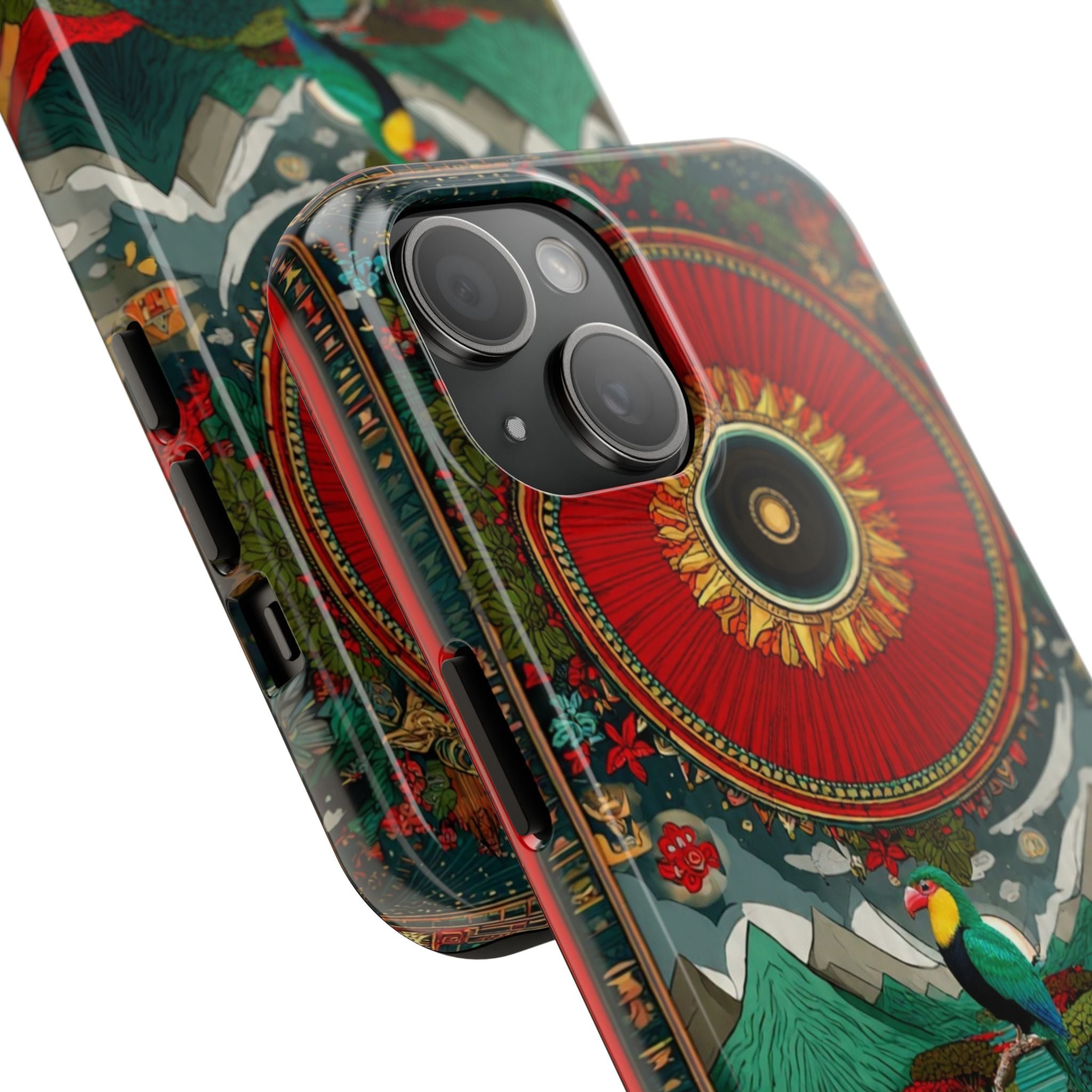 Tough Phone Case — Vibrant Tropical Mountain Bird Design