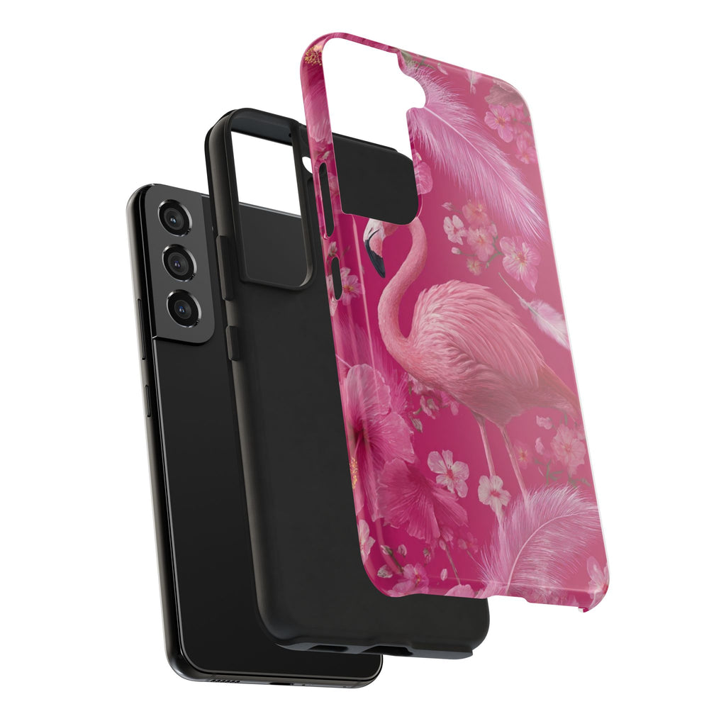 Flamingo Floral Tough Phone Case — Pink Tropical Feather Design