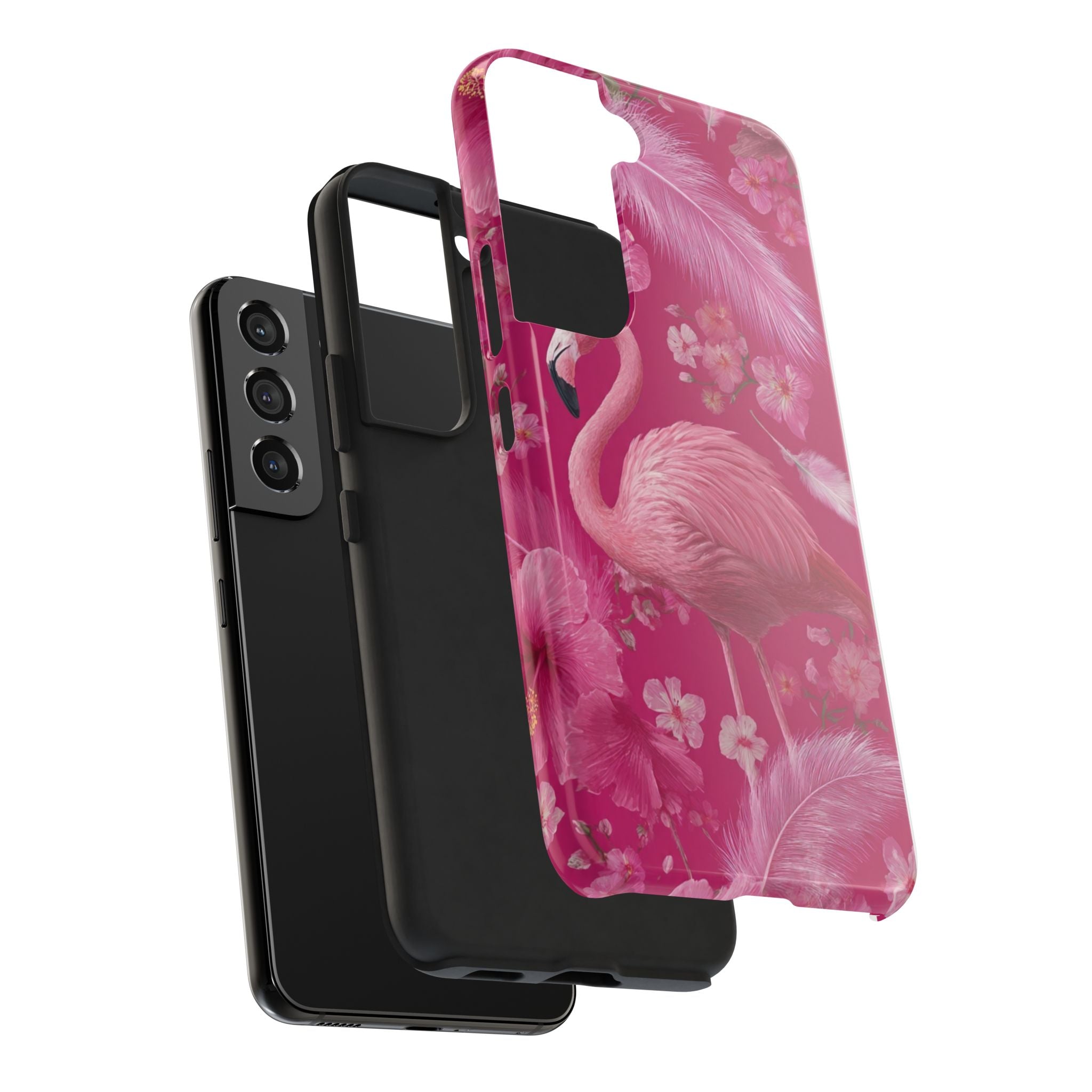 Flamingo Floral Tough Phone Case — Pink Tropical Feather Design