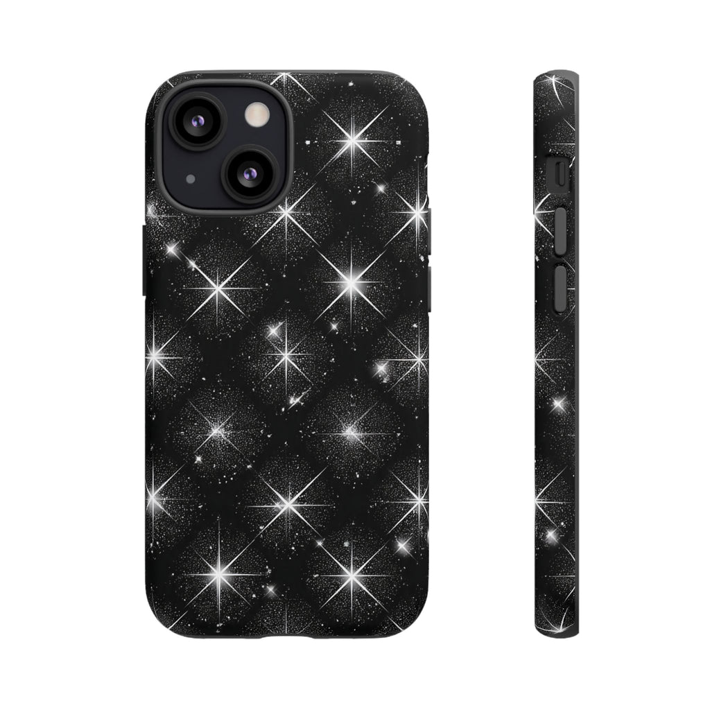 Galaxy Sparkle Tough Phone Case — Black Starfield Protective Cover