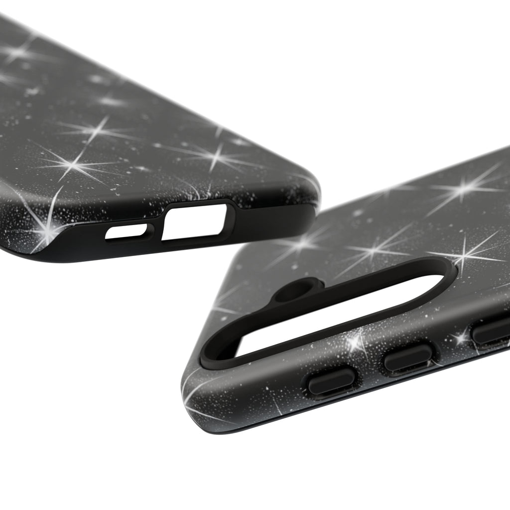 Galaxy Sparkle Tough Phone Case — Black Starfield Protective Cover