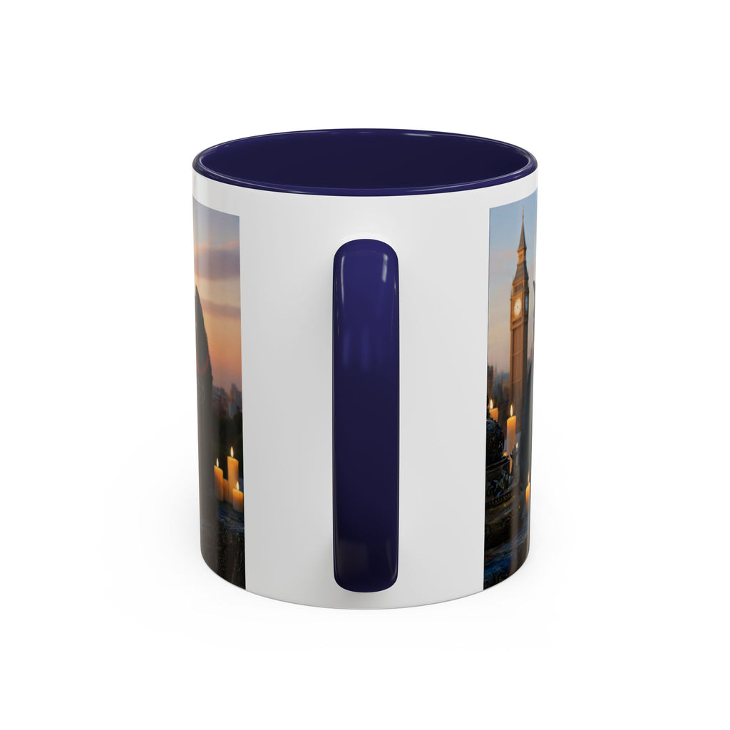 Black Cat Altar Coffee Mug — Gothic Cat with Pentagram, Candlelit Sunset Scene (11/15oz)