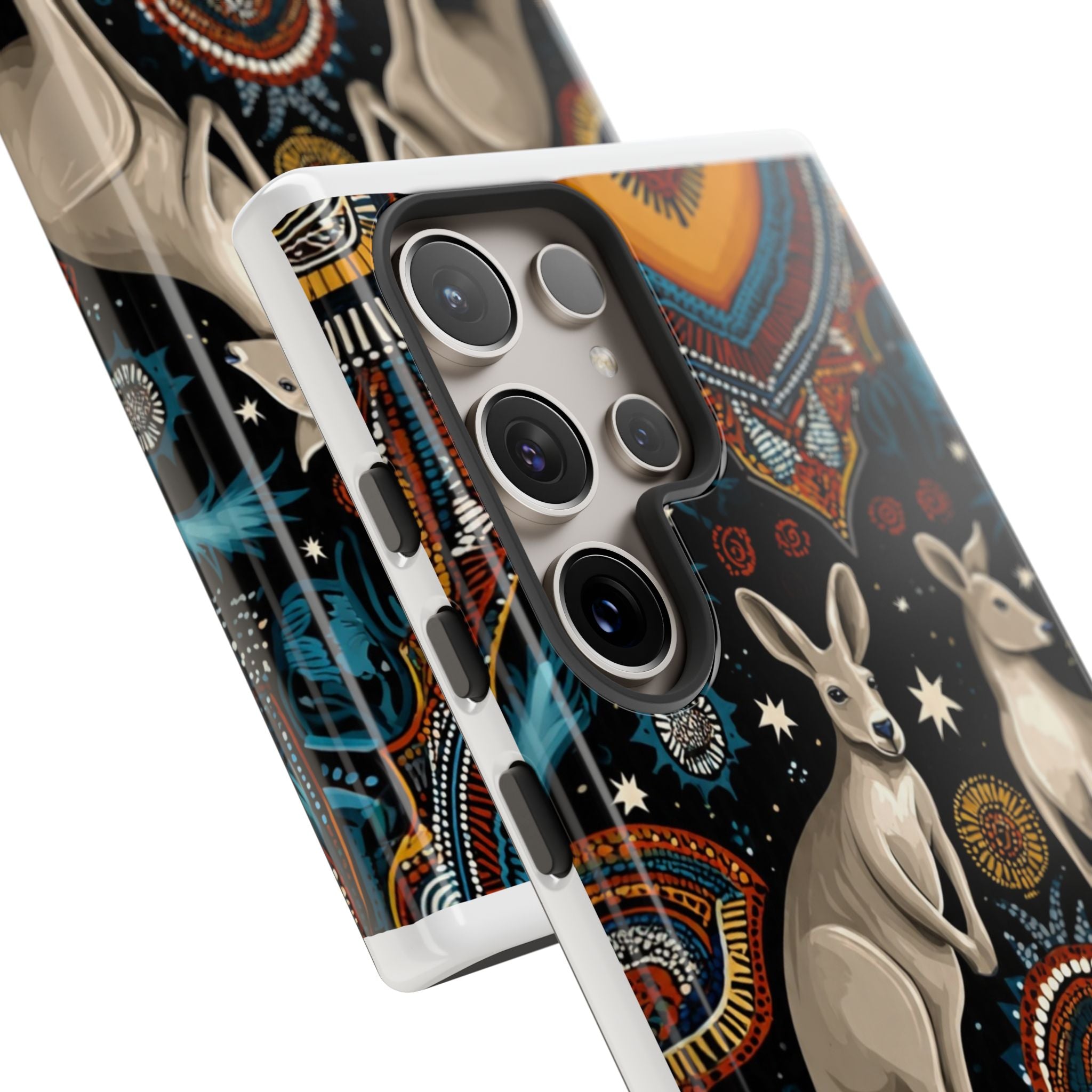 Kangaroo & Boomerang Tough Phone Case — Australian Wildlife Pattern