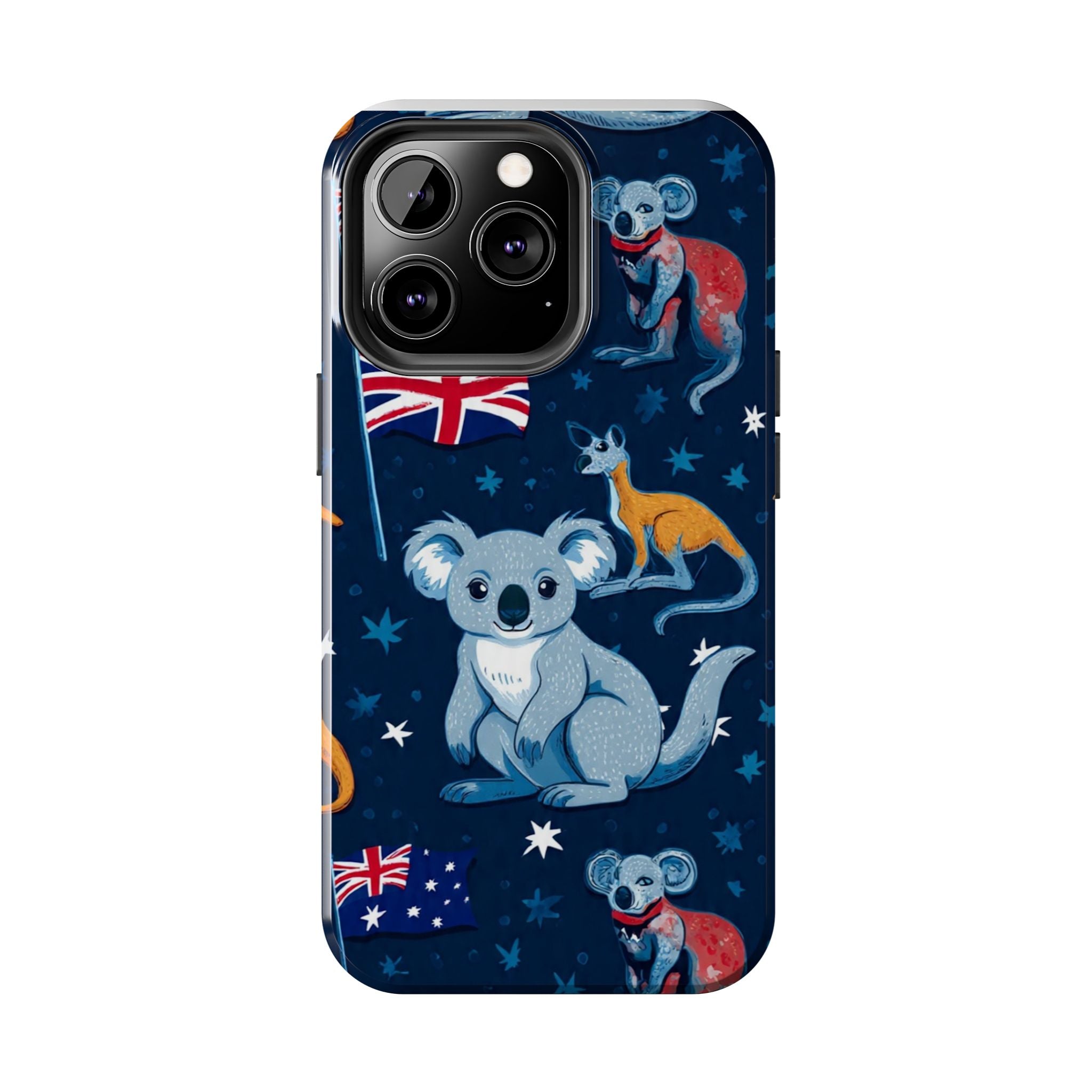 Australian Wildlife Tough Phone Case — Koala & Kangaroo Flag Design