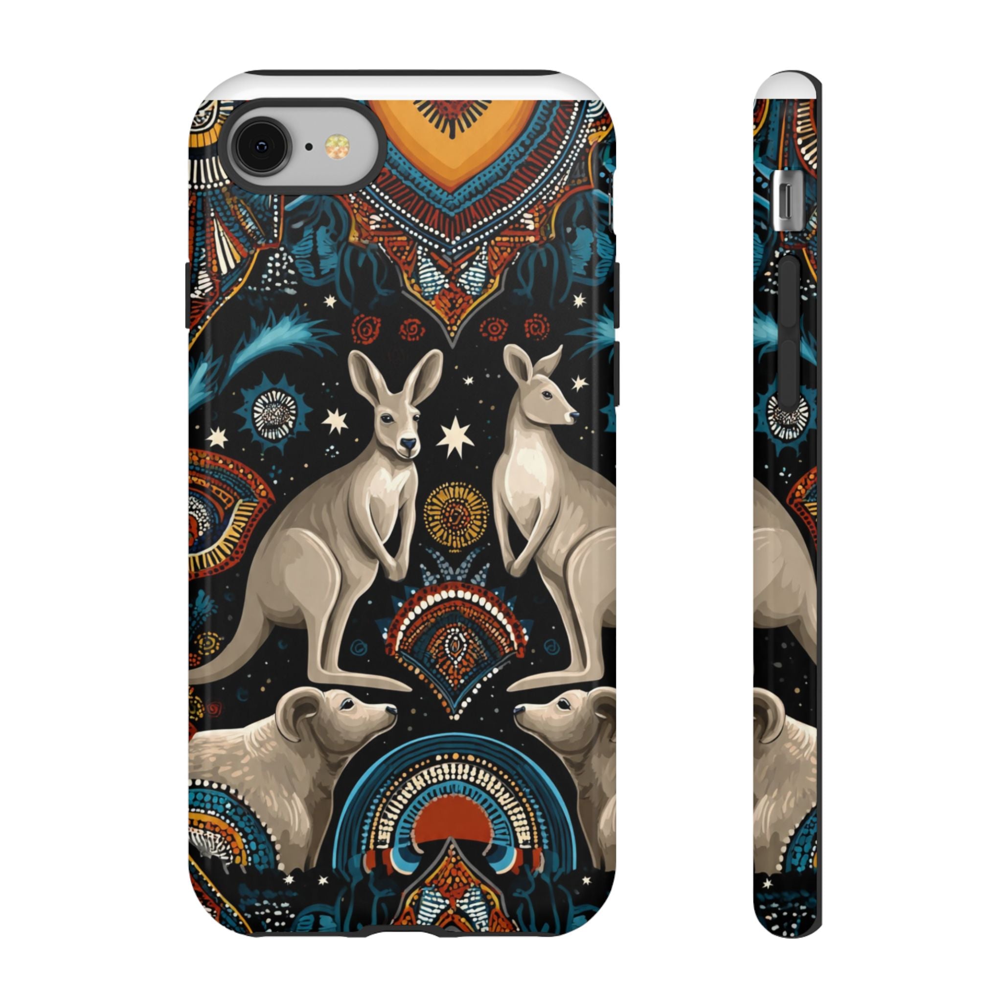 Kangaroo & Boomerang Tough Phone Case — Australian Wildlife Pattern