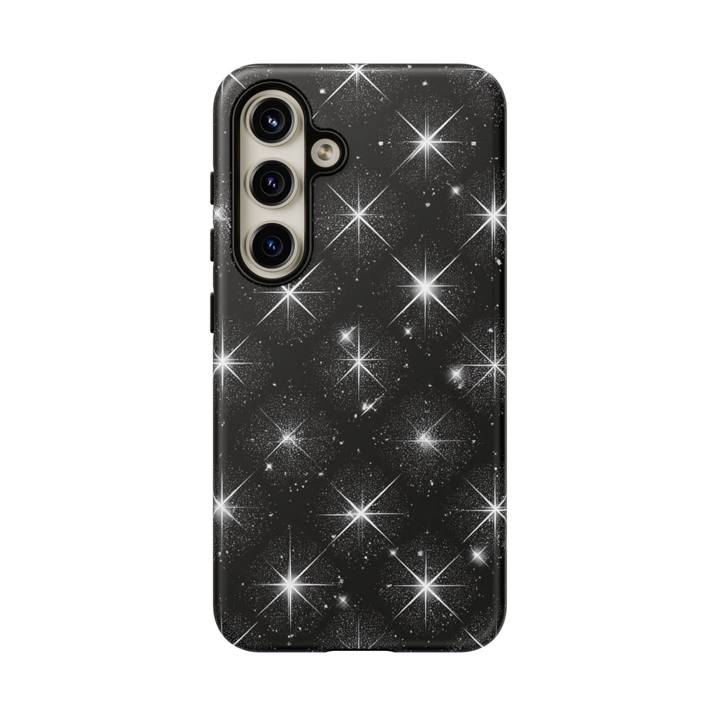 Galaxy Sparkle Tough Phone Case — Black Starfield Protective Cover