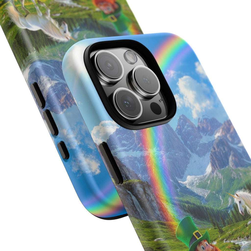 Lucky Leprechaun & Unicorn Phone Case — Rainbow Pot of Gold Protective Cover