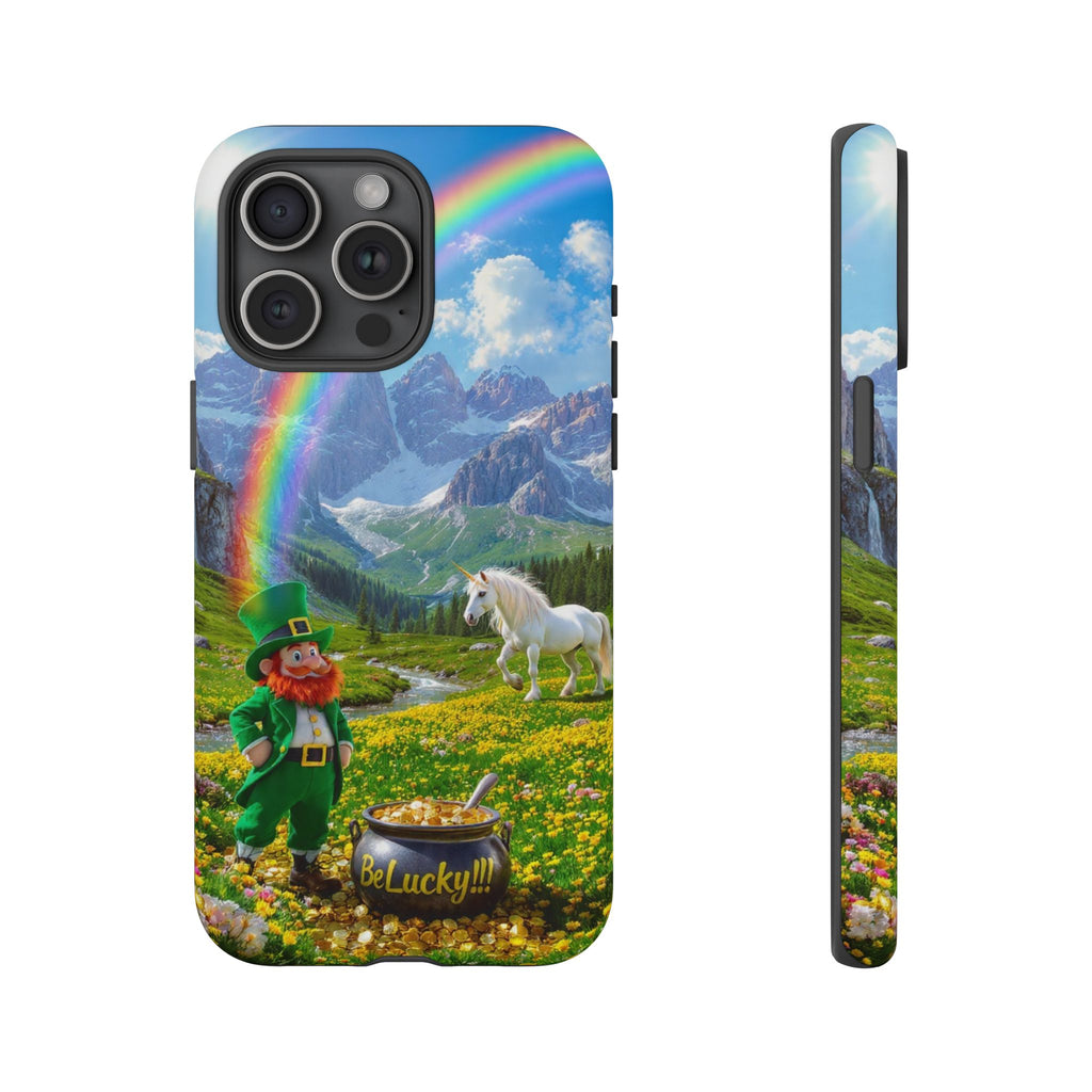 Lucky Leprechaun & Unicorn Phone Case — Rainbow Pot of Gold Protective Cover