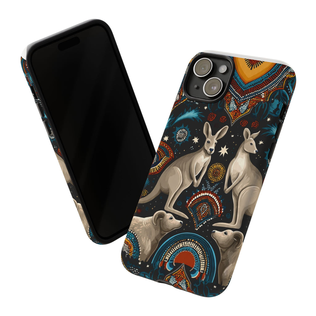Kangaroo & Boomerang Tough Phone Case — Australian Wildlife Pattern