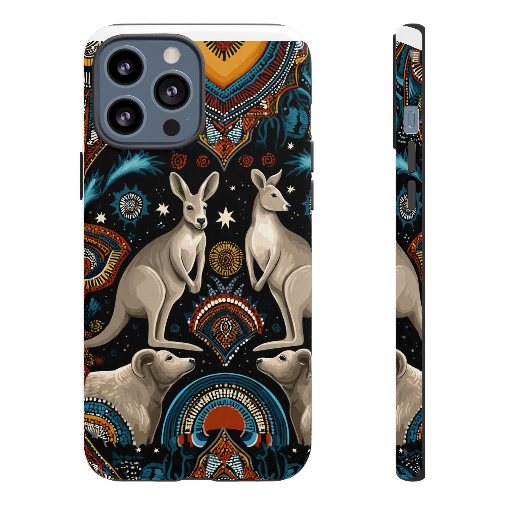 Kangaroo & Boomerang Tough Phone Case — Australian Wildlife Pattern