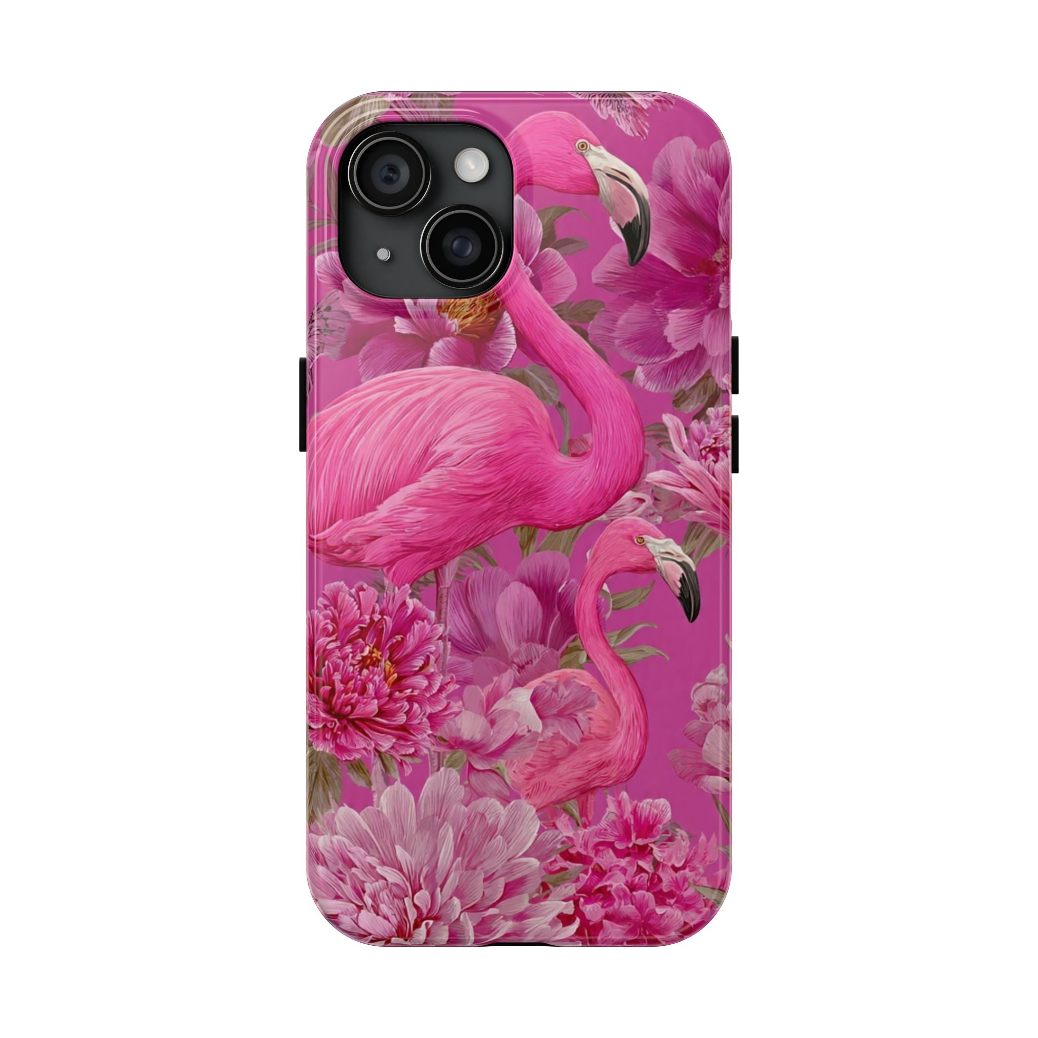 Pink Flamingo Floral Tough Phone Case — Protective iPhone Cover