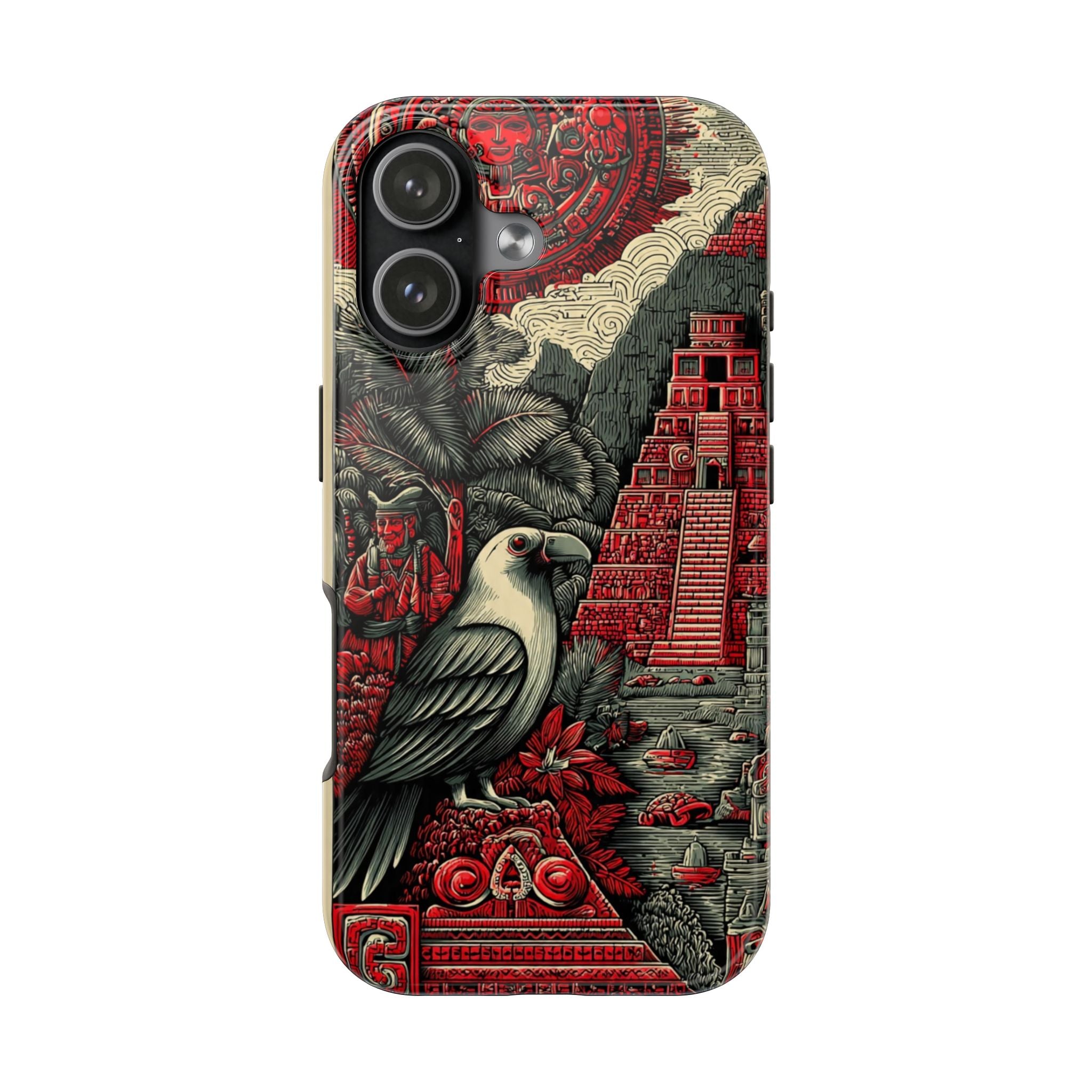 Tough Phone Case — Inca Eagle Temple Illustration, Protective Hard Cover