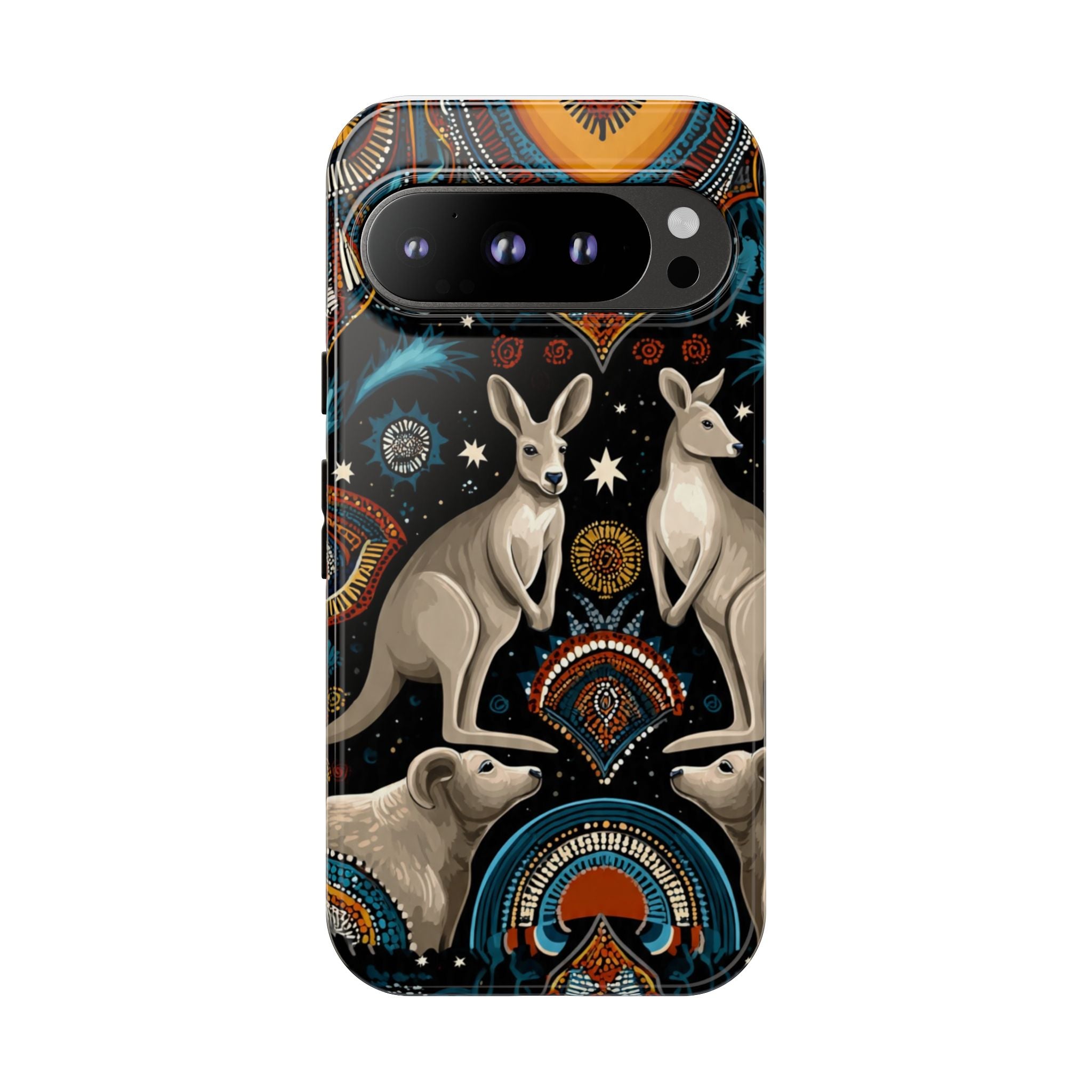 Kangaroo & Boomerang Tough Phone Case — Australian Wildlife Pattern