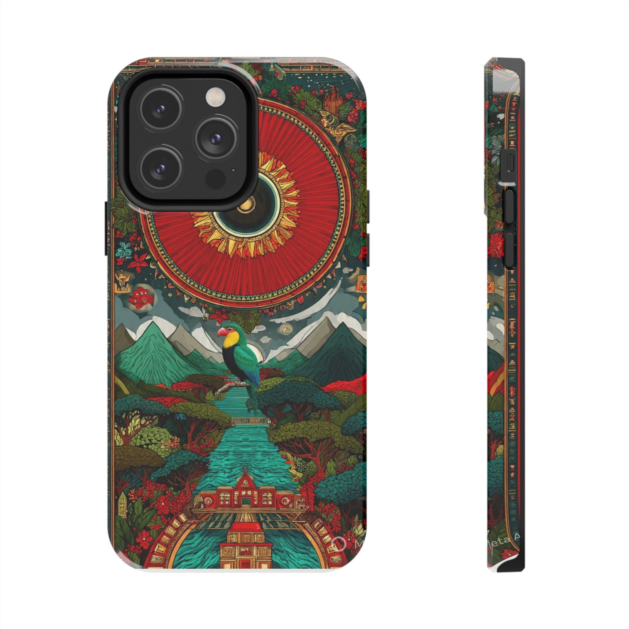 Tough Phone Case — Vibrant Tropical Mountain Bird Design