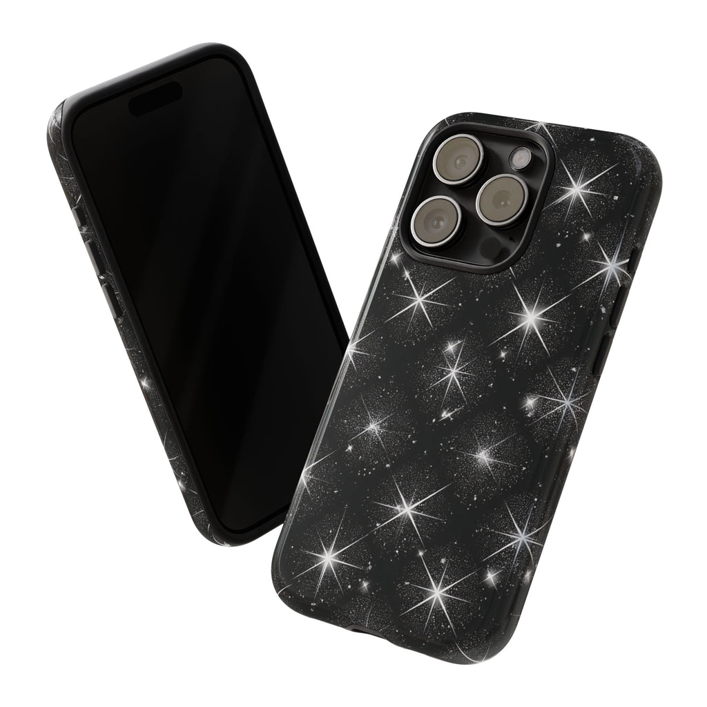 Galaxy Sparkle Tough Phone Case — Black Starfield Protective Cover