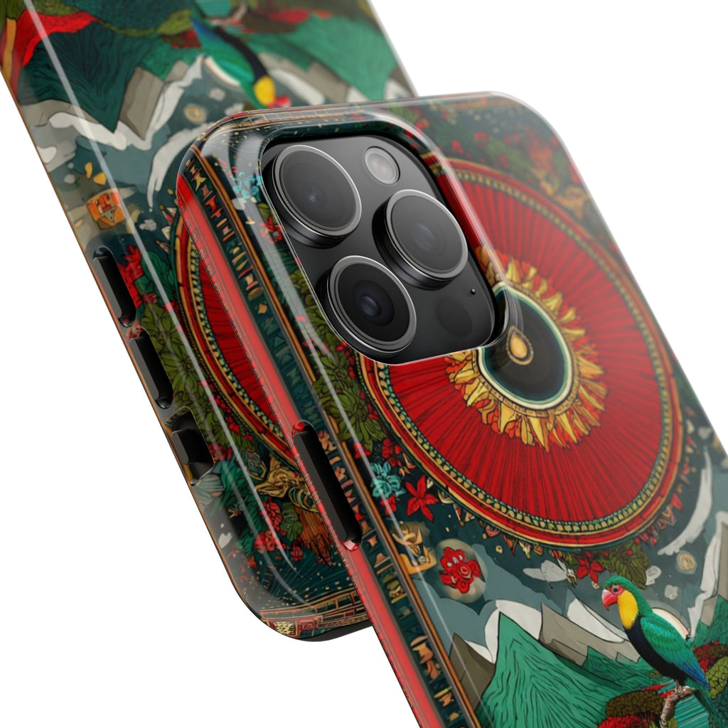 Tough Phone Case — Vibrant Tropical Mountain Bird Design