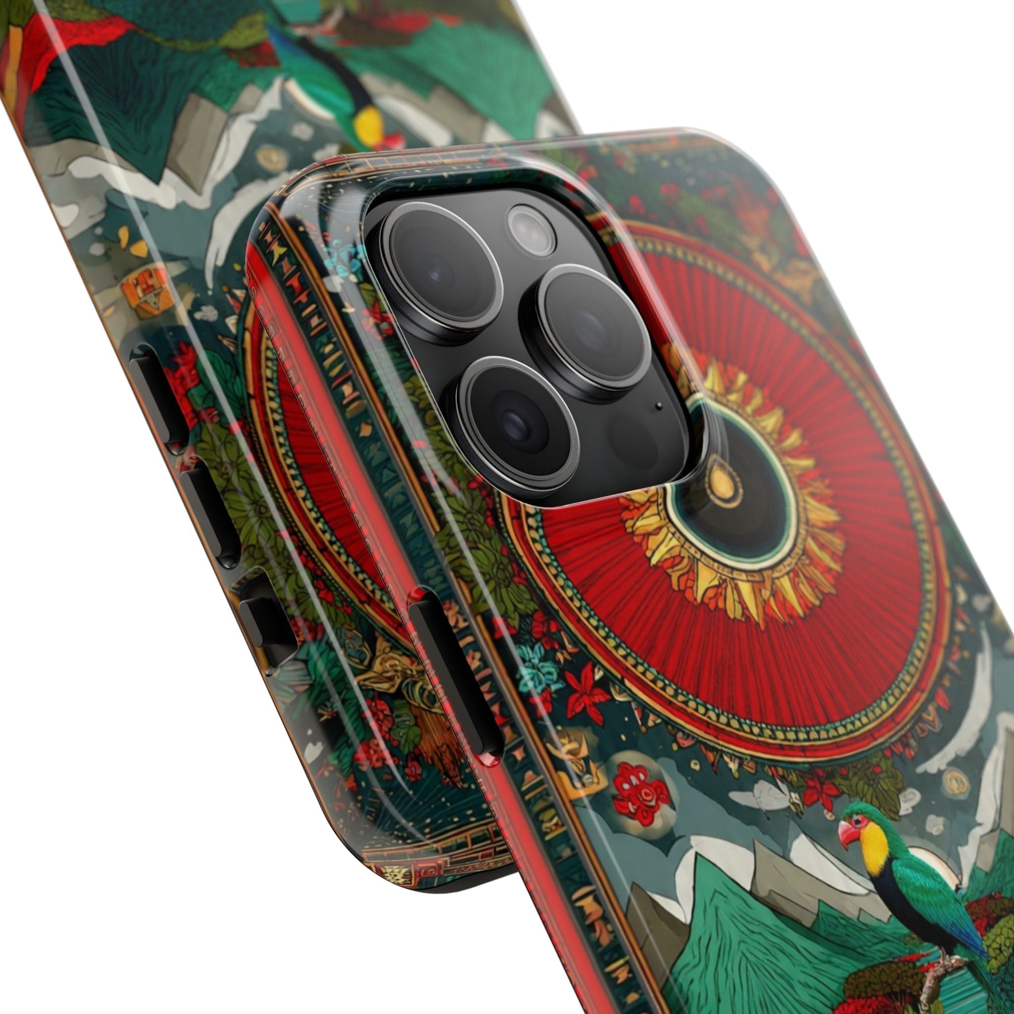 Tough Phone Case — Vibrant Tropical Mountain Bird Design