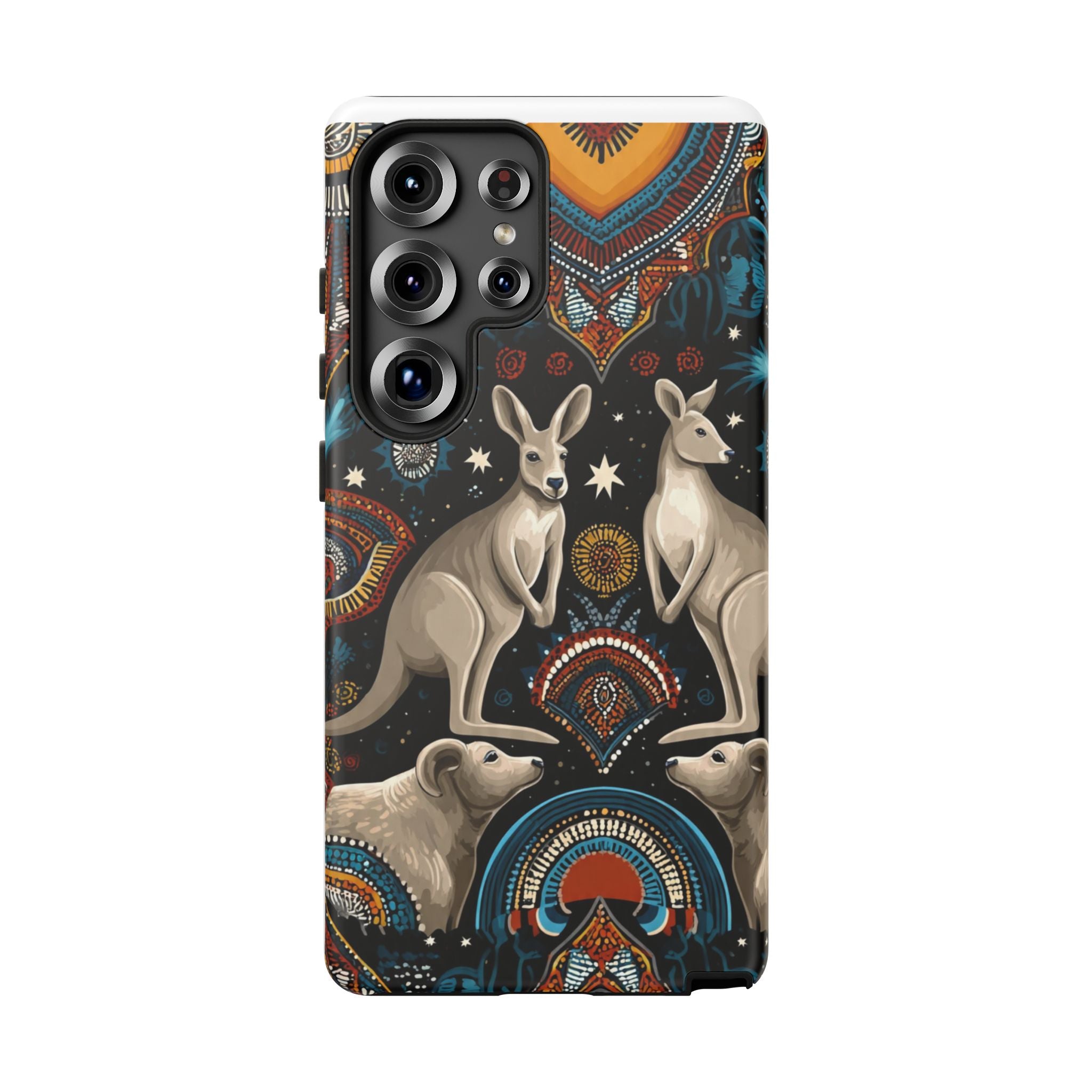 Kangaroo & Boomerang Tough Phone Case — Australian Wildlife Pattern