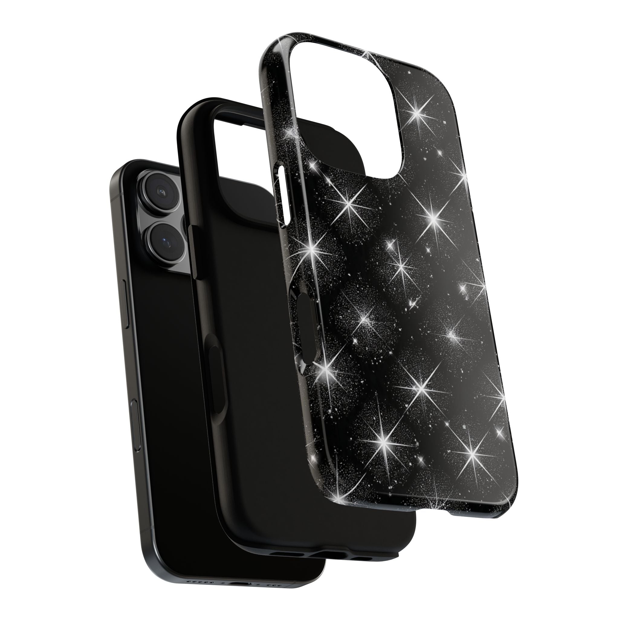 Galaxy Sparkle Tough Phone Case — Black Starfield Protective Cover