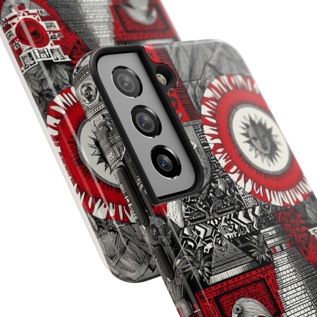 Tough Phone Case — Red Inca Pyramid Collage (Sun & Raven)