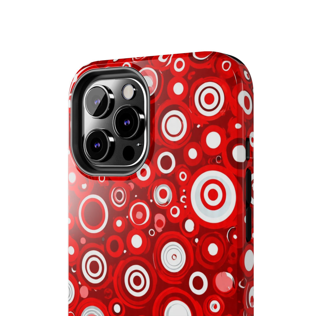 Red Retro Circles Tough Phone Case — Durable Shockproof Protective Cover