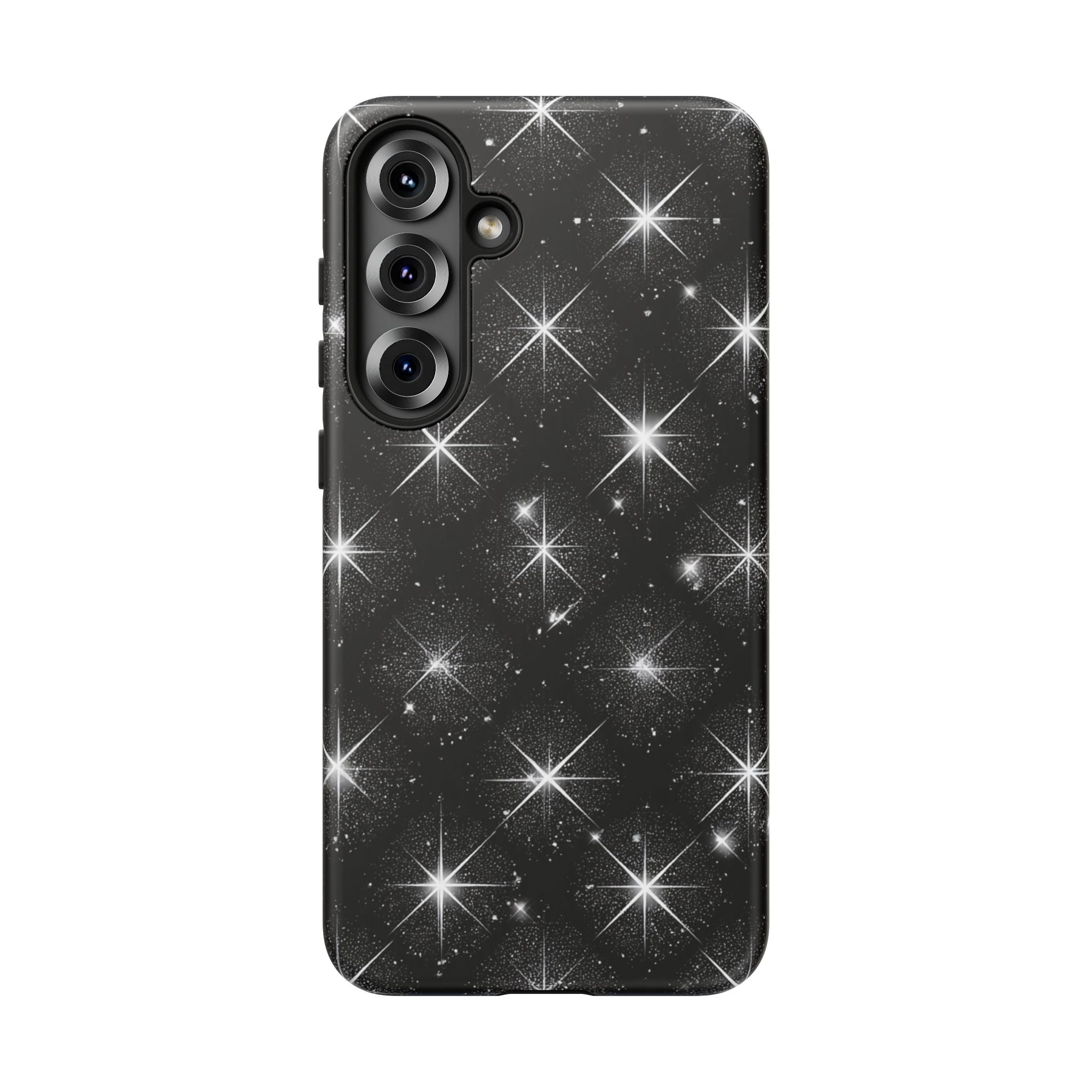 Galaxy Sparkle Tough Phone Case — Black Starfield Protective Cover