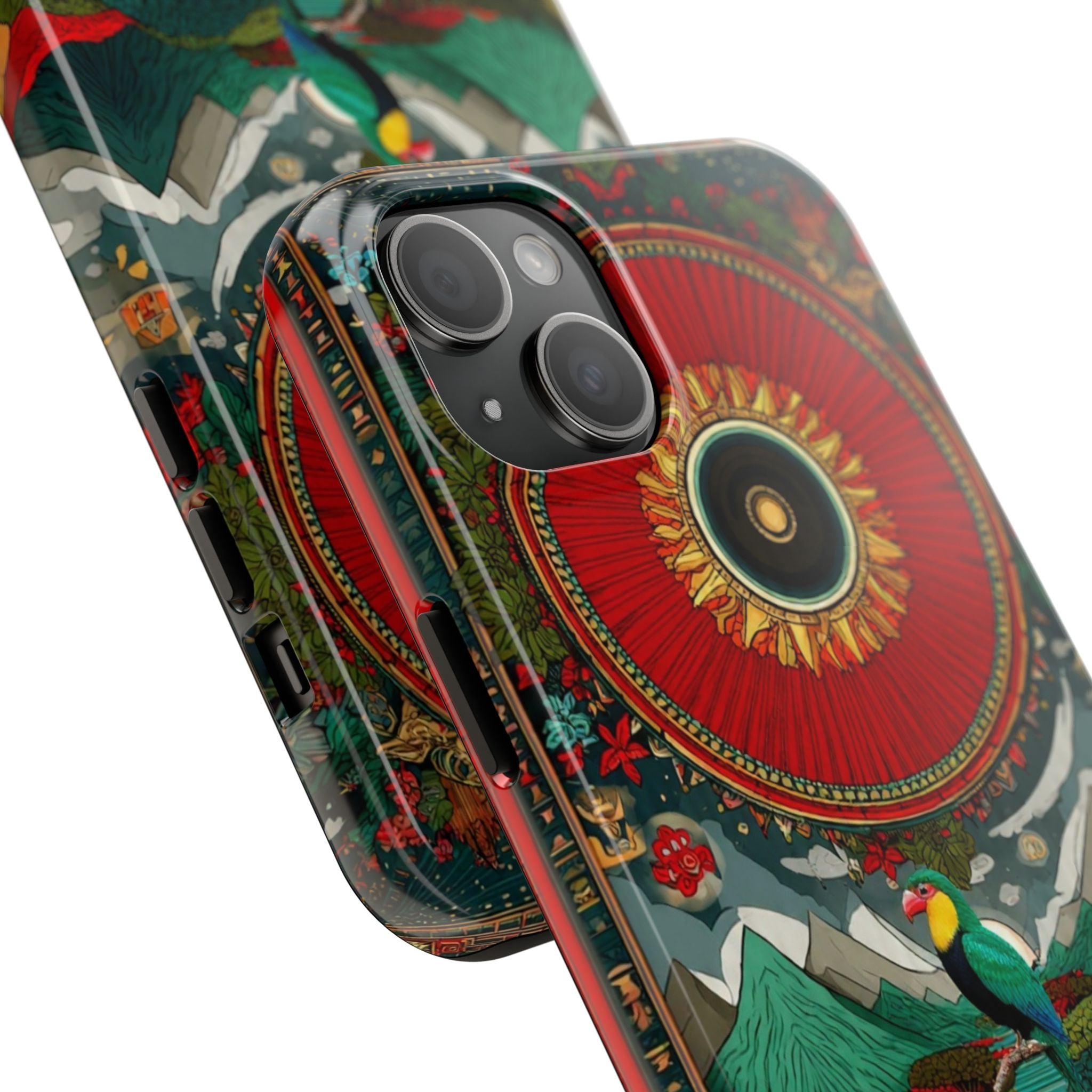 Tough Phone Case — Vibrant Tropical Mountain Bird Design