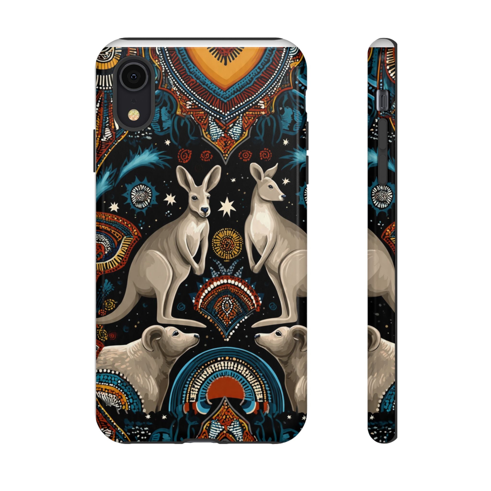 Kangaroo & Boomerang Tough Phone Case — Australian Wildlife Pattern
