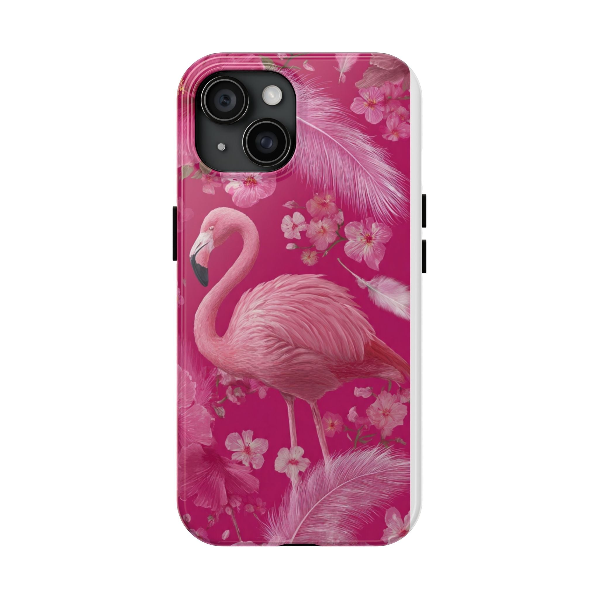 Flamingo Floral Tough Phone Case — Pink Tropical Feather Design